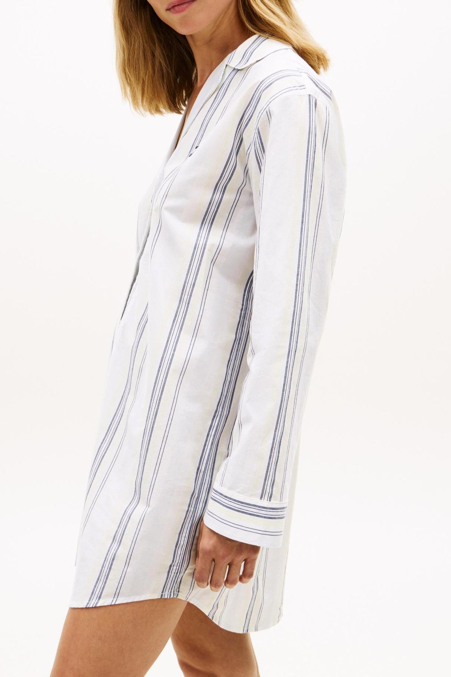 LS POPLIN NIGHTDRESS KEEPSAKE BLUE MULTI STRIPE 2