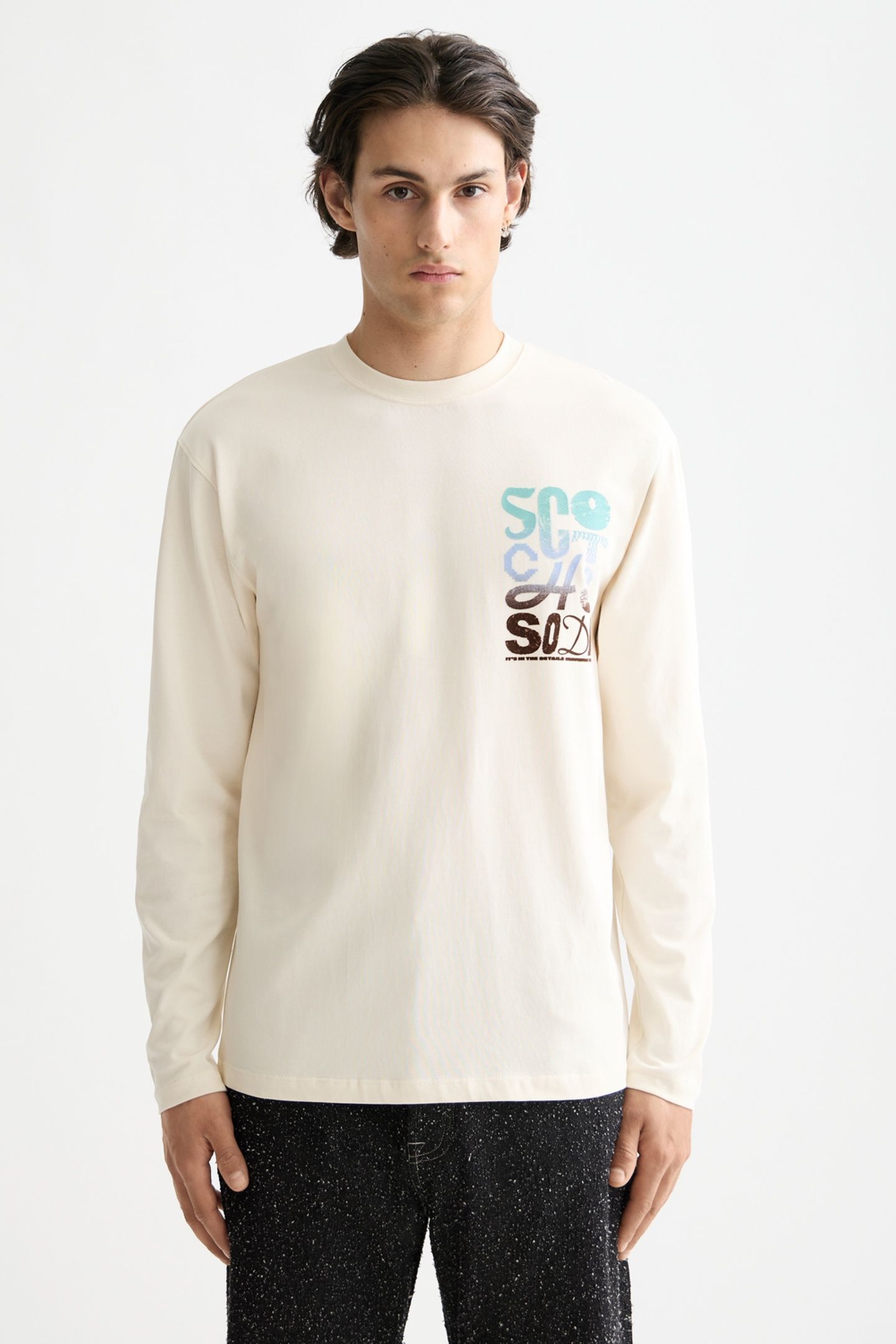 RELAXED FIT ARTWORK T-SHIRT LS EGGNOG 1