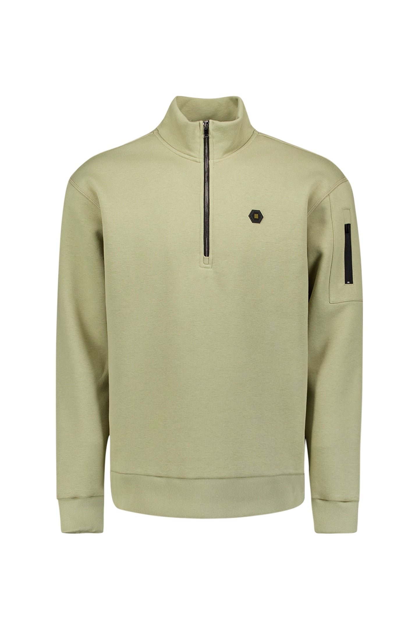 SWEATER HALF ZIP BRUSHED LIGHT MOSS 4