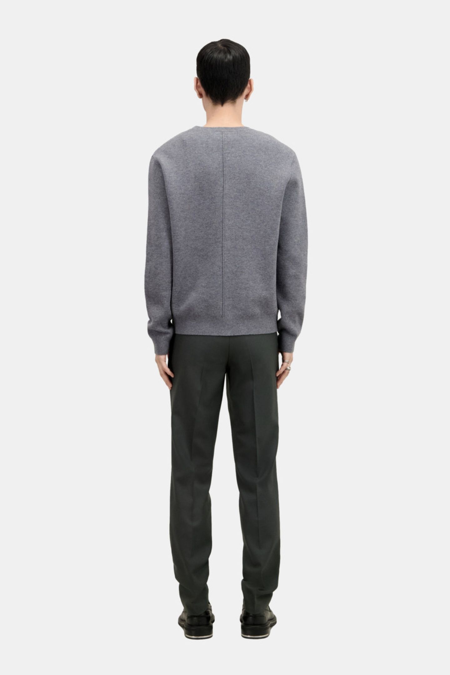 ROUND NECK SWEATER WITH CHEST EMBROIDERY MELANGE GREY 4