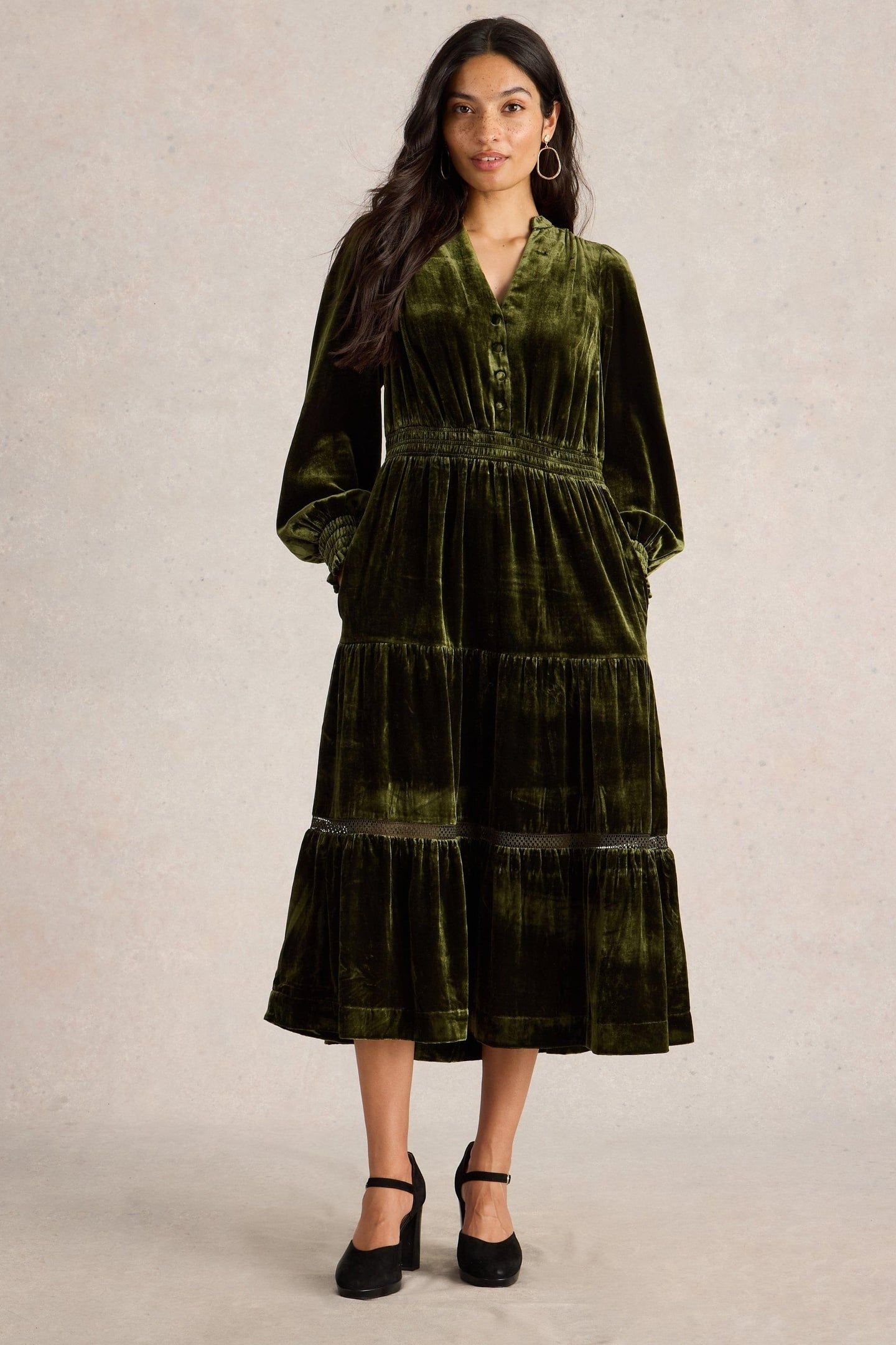 HARLEY VELVET DRESS KHAKI GREEN 1