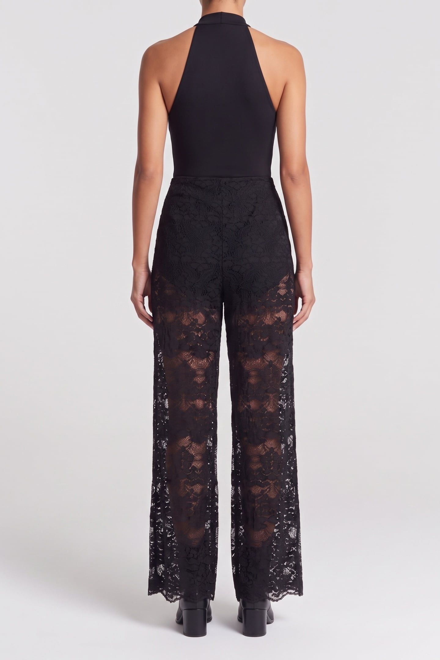 STRETCH LACE TROUSERS BLACK 2