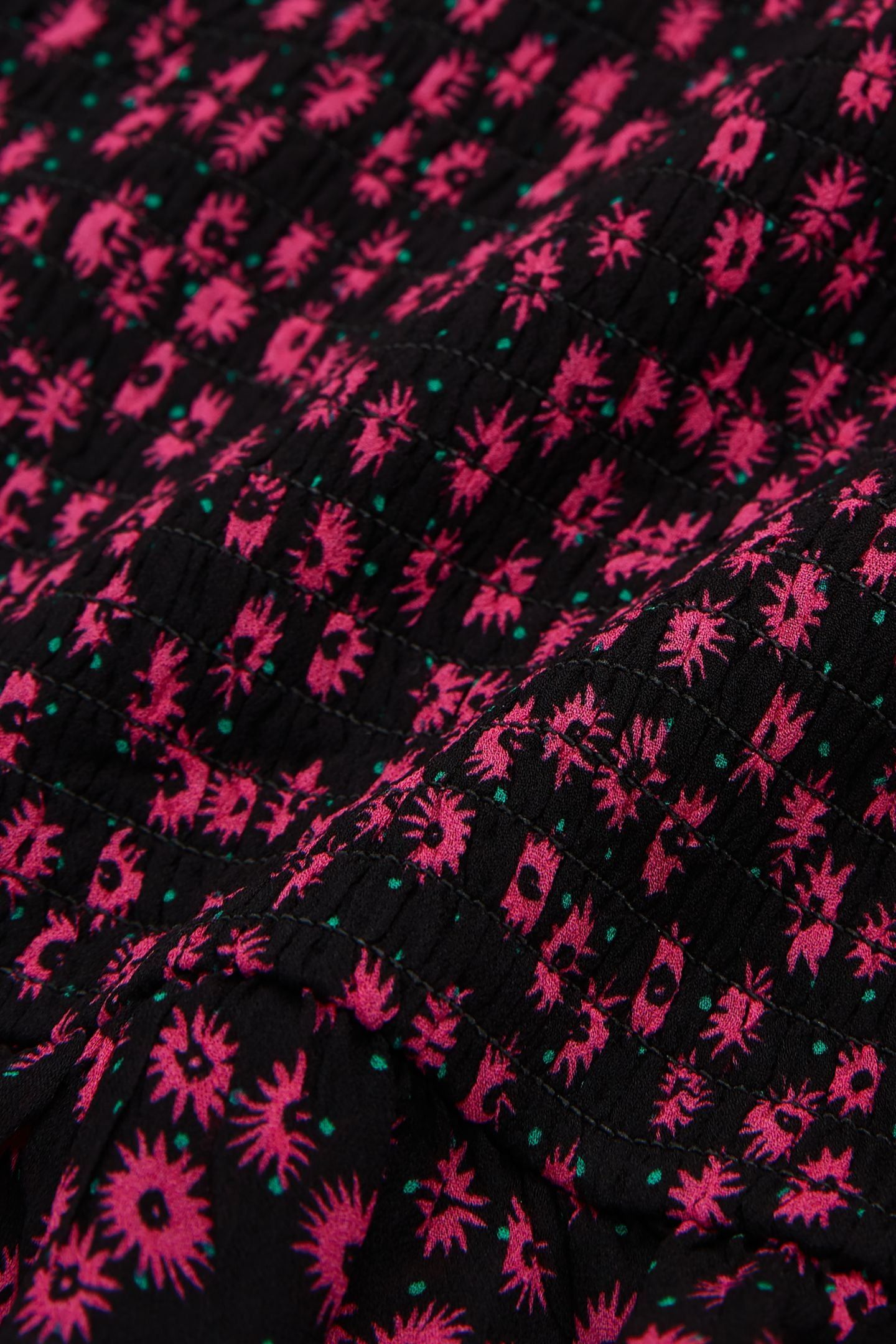 SMOCK PRINT DAISY DOT SHORT SKIRT PINK 6