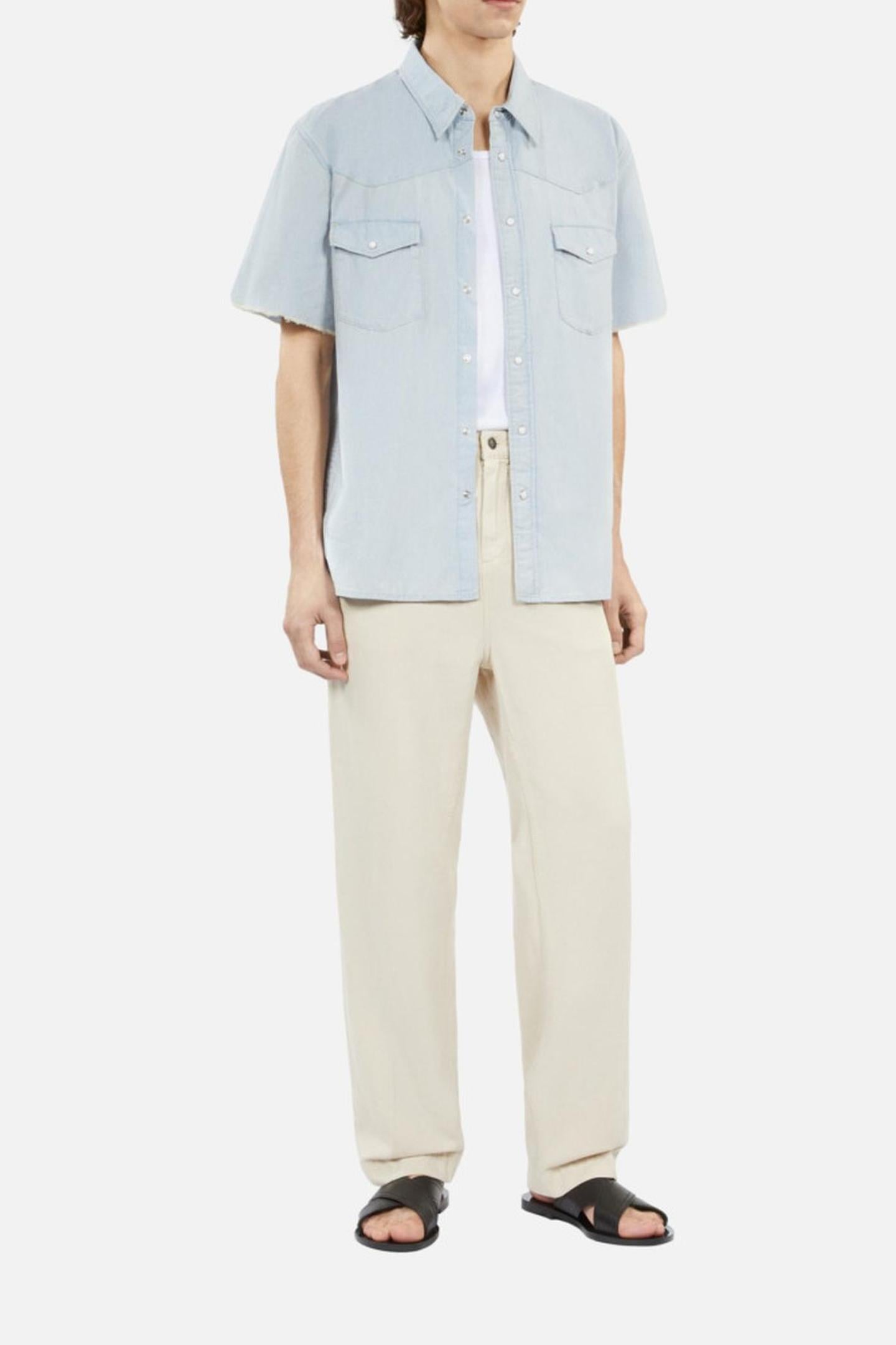SHORT-SLEEVED DENIM SHIRT W WESTERN SNAP CLOSURE LIGHT BLUE 2