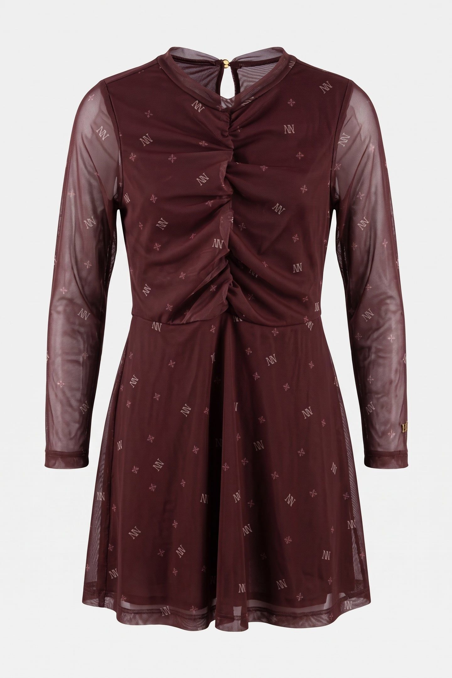 SPHAY MESH DRESS FLOWERFIELD BROWN 2