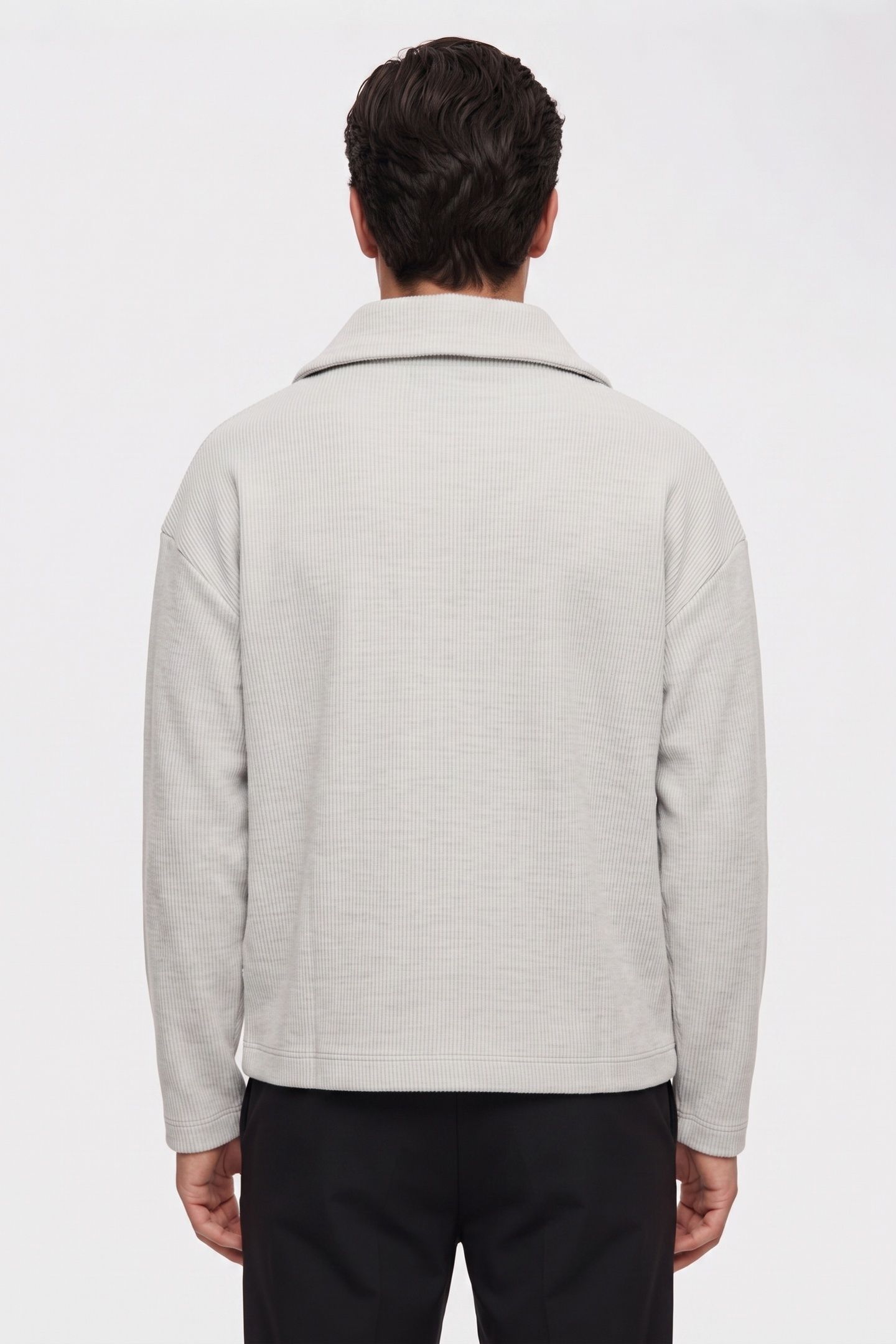 LS BRUSHED RIB QUARTER ZIP CHALK 2