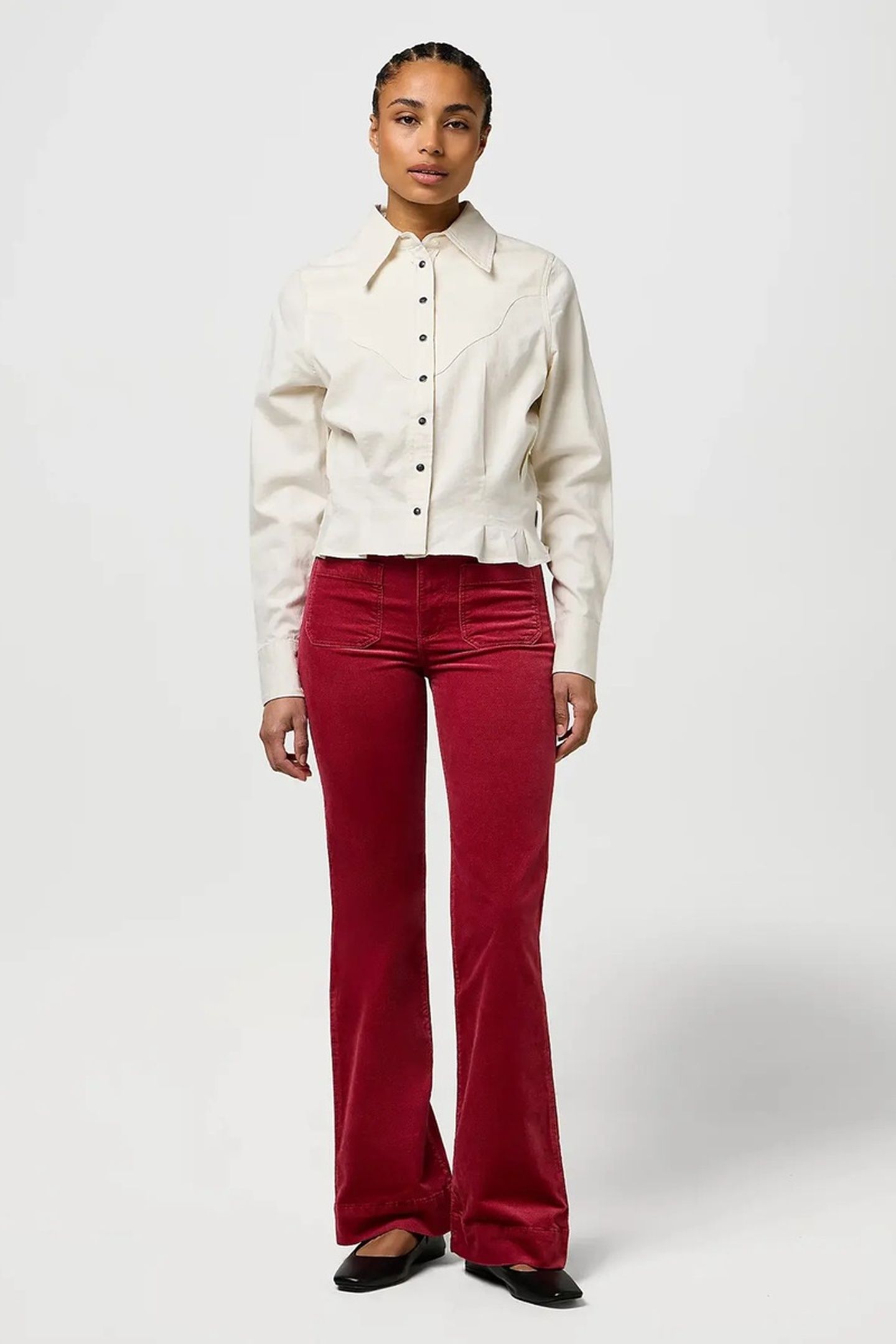 FLARE EARTH RED JEANS 1