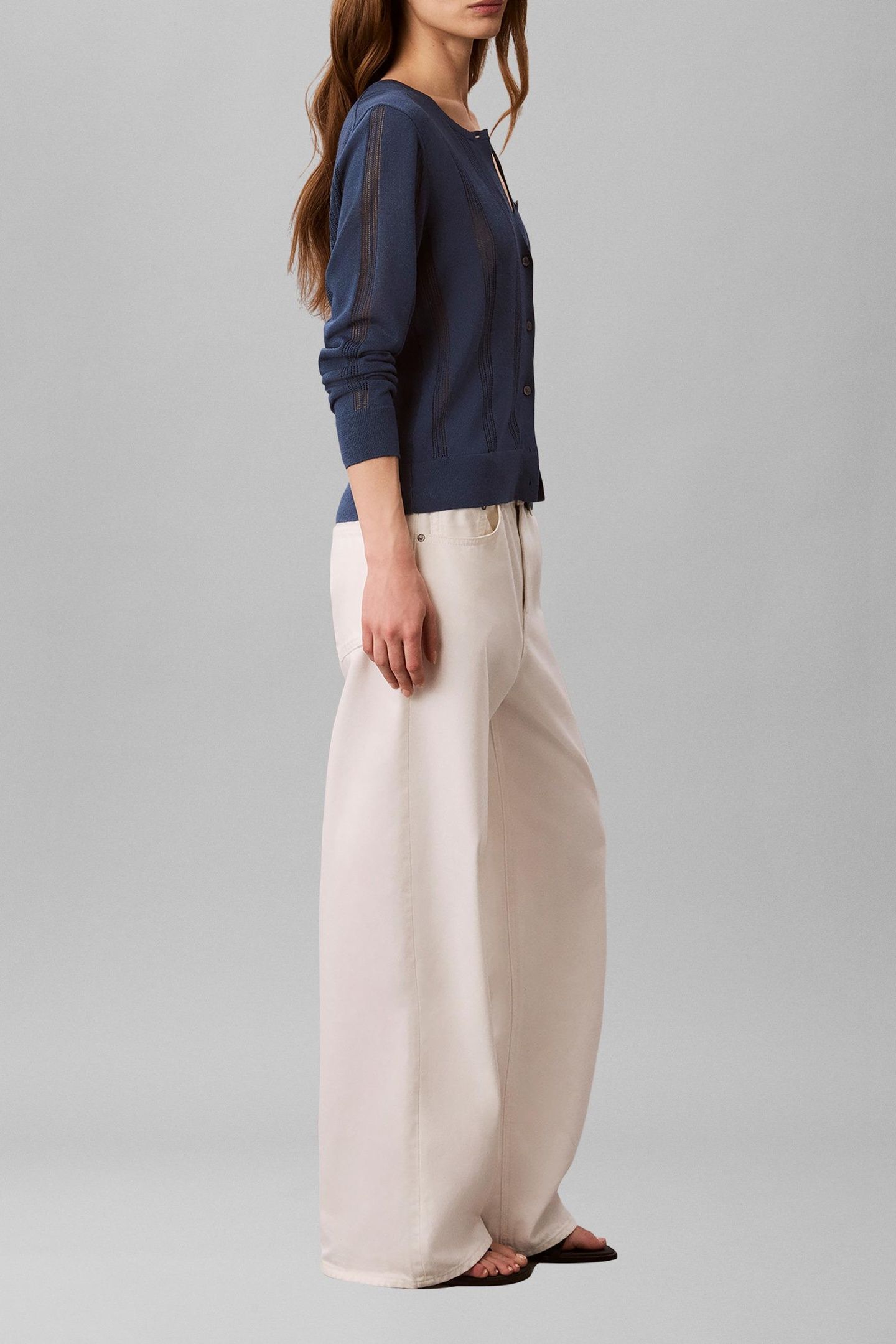 LINEN BLEND CARDIGAN DARK DENIM 2