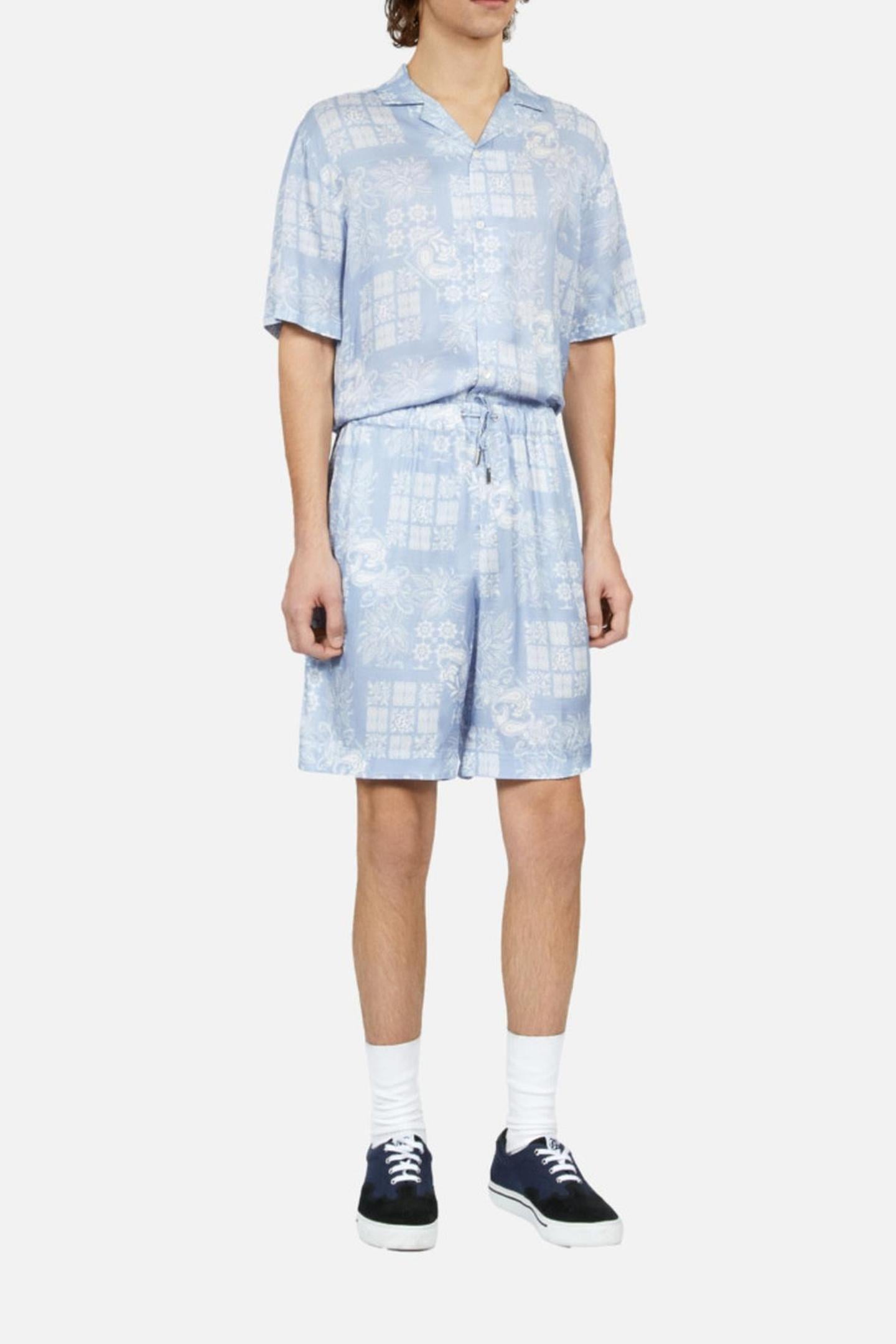SHORTS WITH ELASTIC WAIST WHITE/SKYBLUE 1