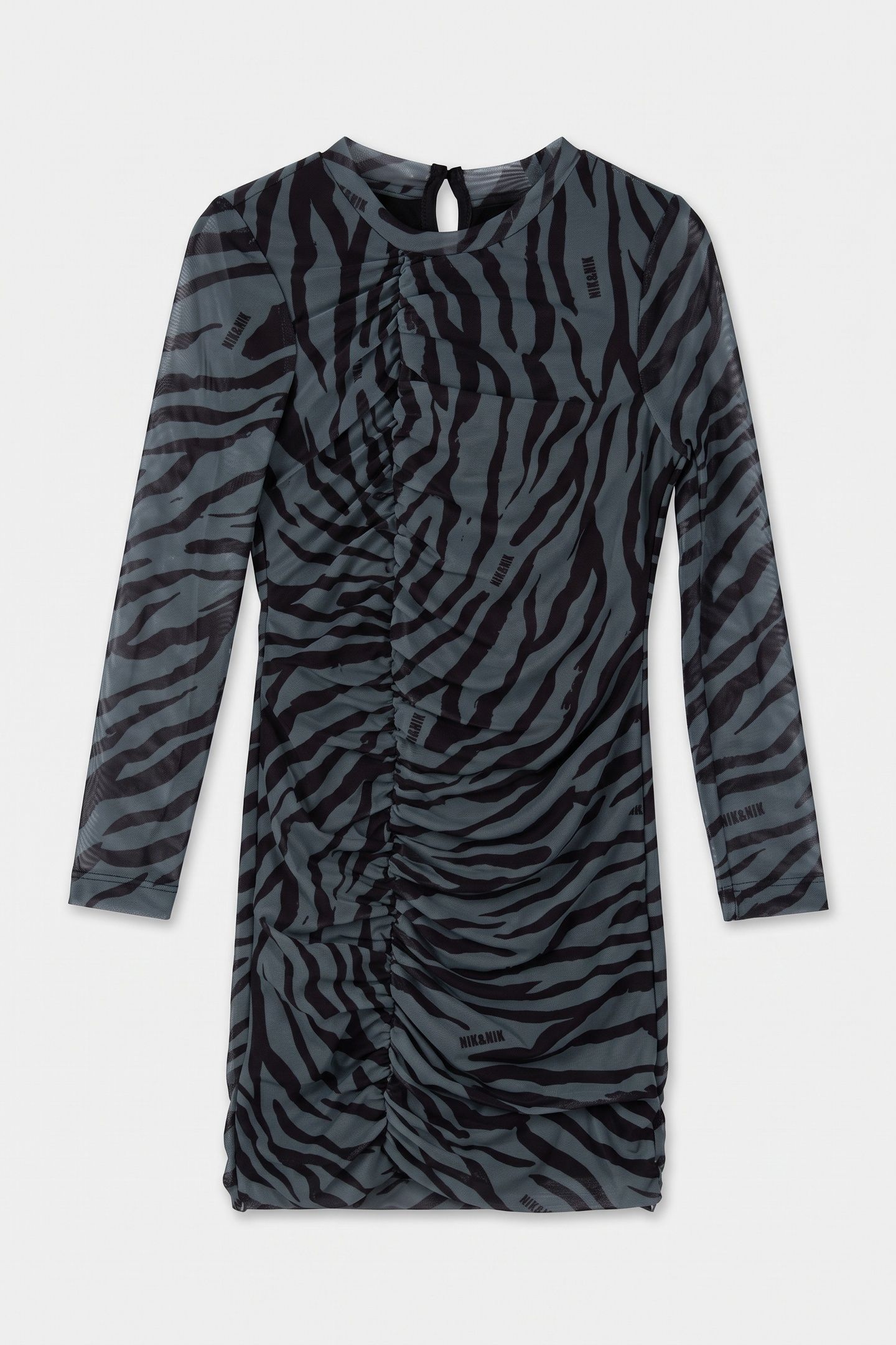 ZEBRA MESH DRESS GREY GREEN 2