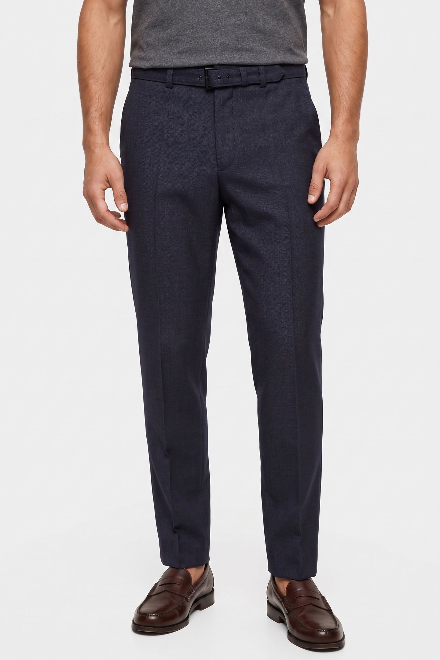 SUIT TROUSERS WITH BELT NAVY 1