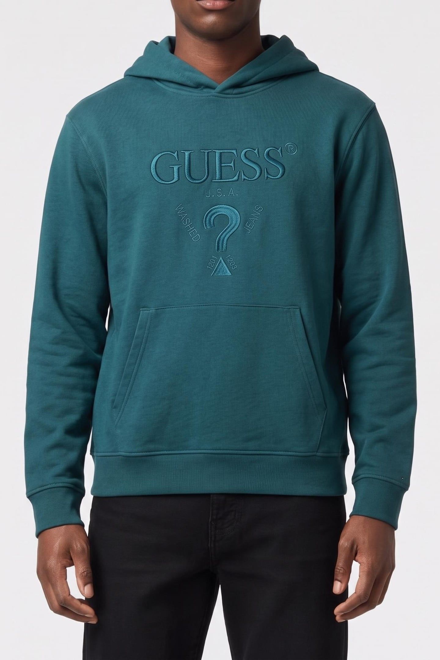 GUESS ECO BEAU HOODIE SWEATSHI TRUE TEAL 1