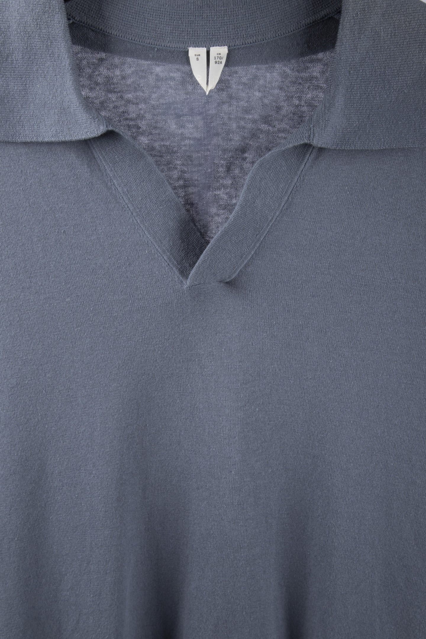 TERMEZ COTTON LINEN POLO BLUE 4