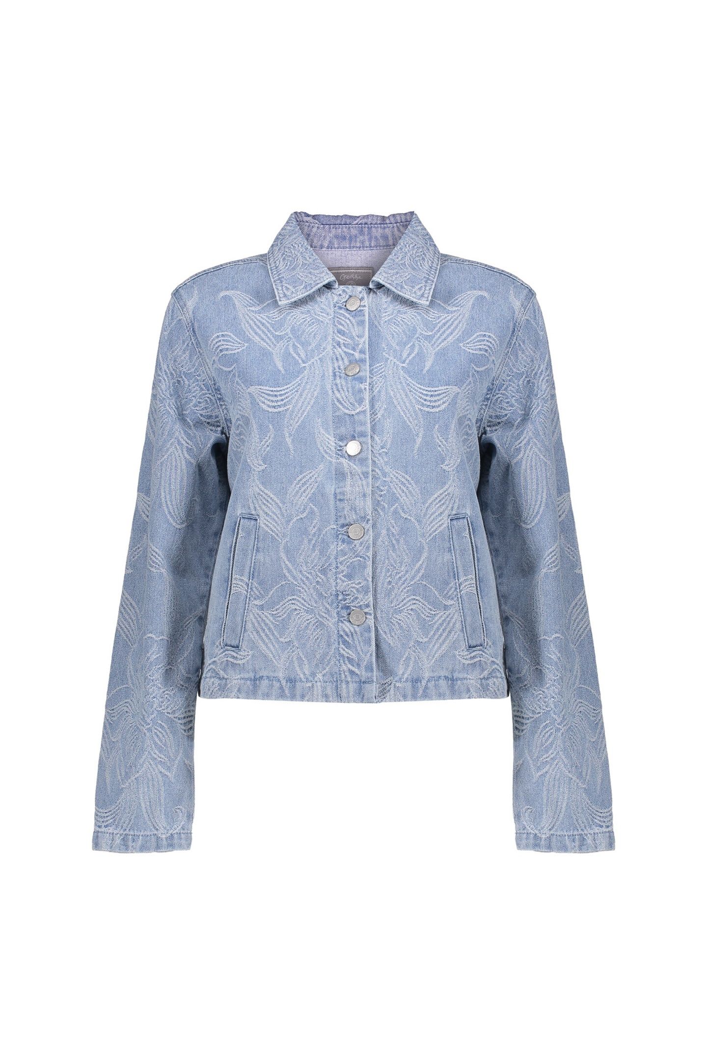 JEANS JACKET JACQUARD FLOWER BLEACHED DENIM 1