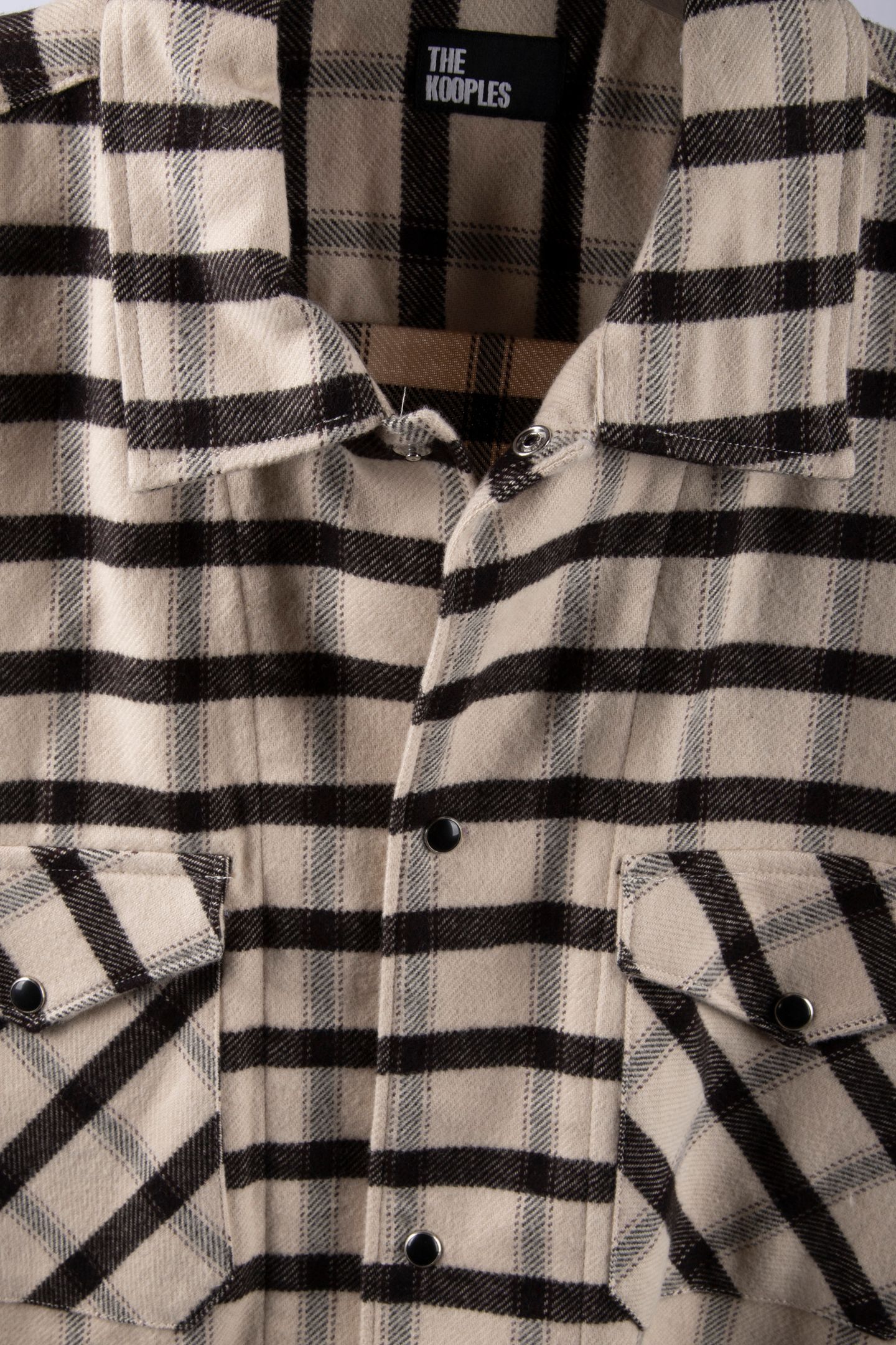 LONG-SLEEVED CHECKED SHIRT BLACK BEIGE 4