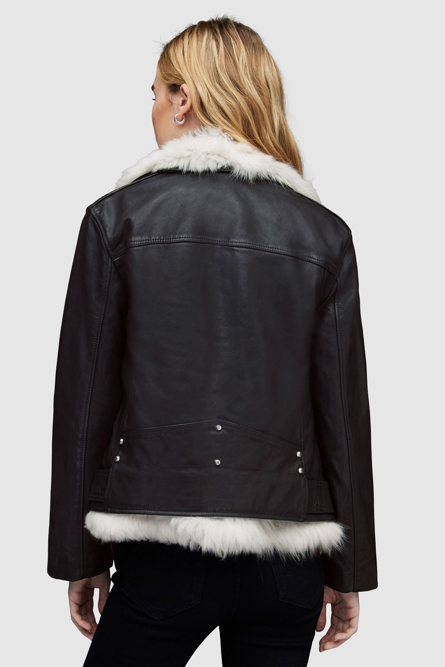 LUNA SHEARLING BIKER BLACK/NATURAL 7