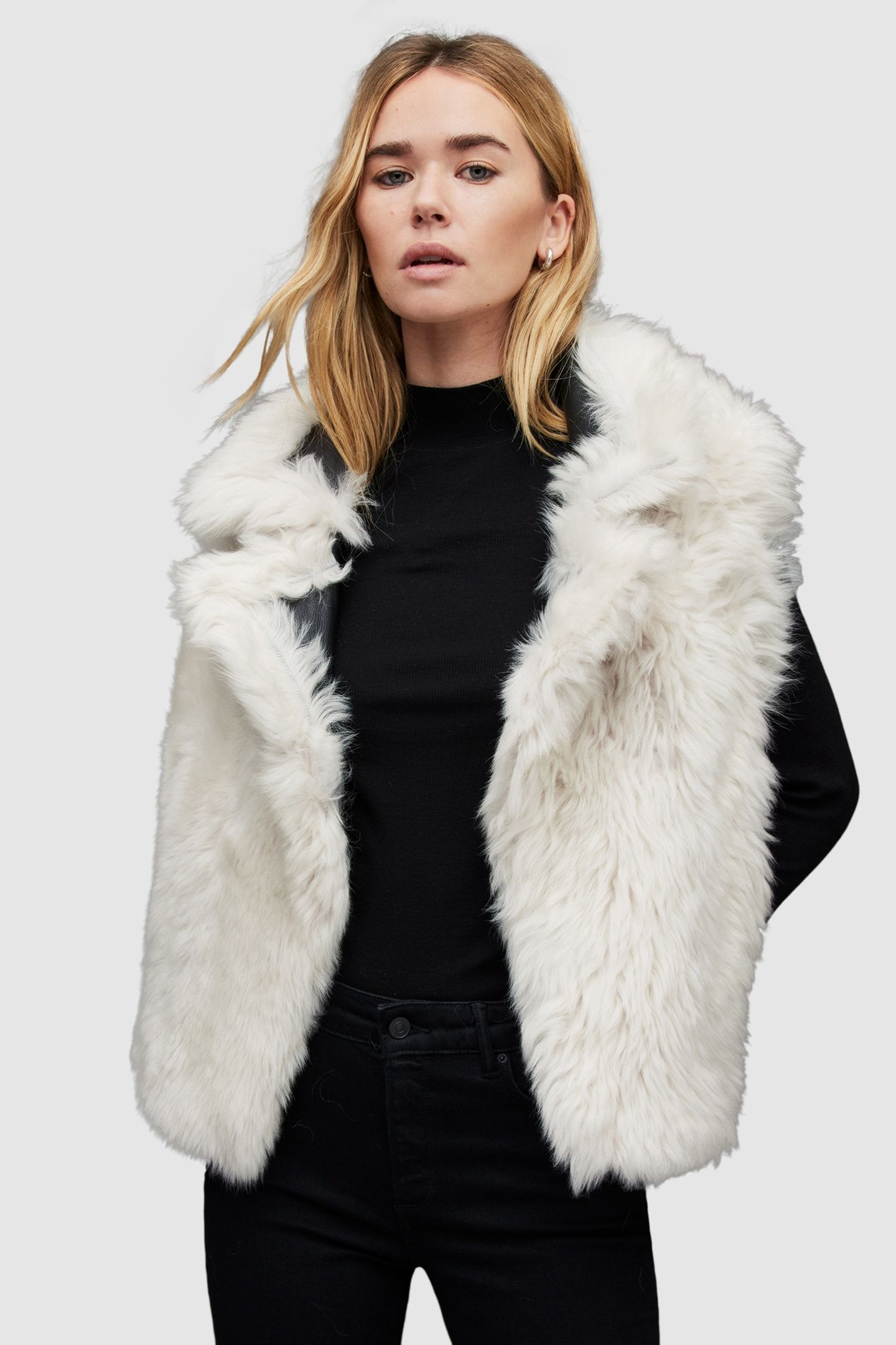 LUNA SHEARLING BIKER BLACK/NATURAL 4