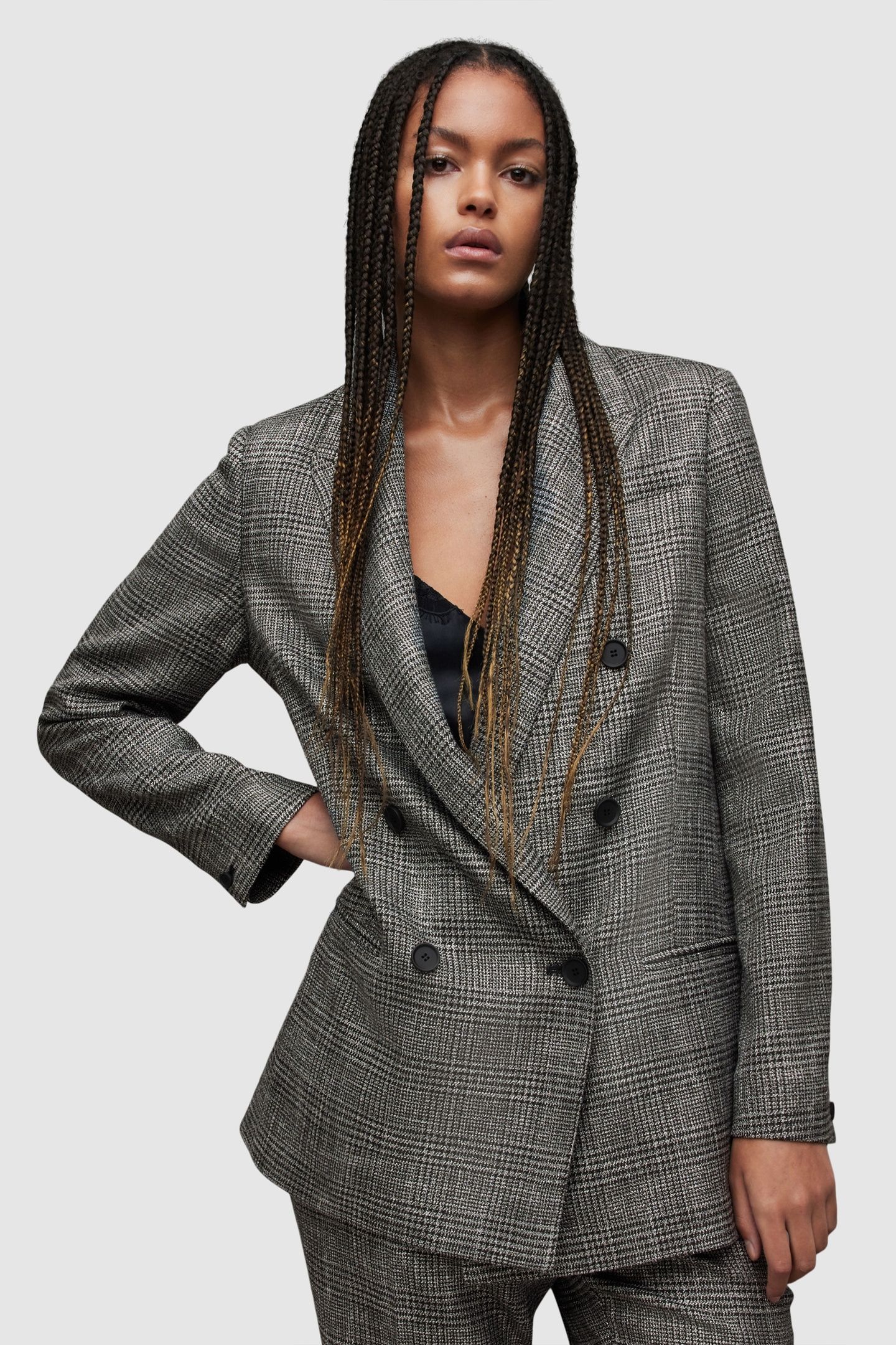 ASTRID SPARKLE BLAZER GREY CHECK 3