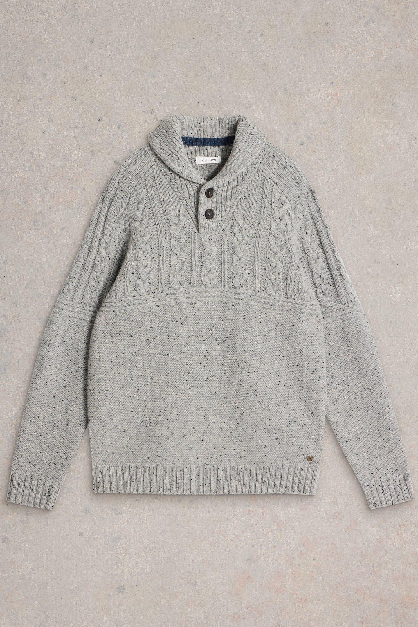 BERKLEY SHAWL NECK JUMPER LIGHT GREY 3
