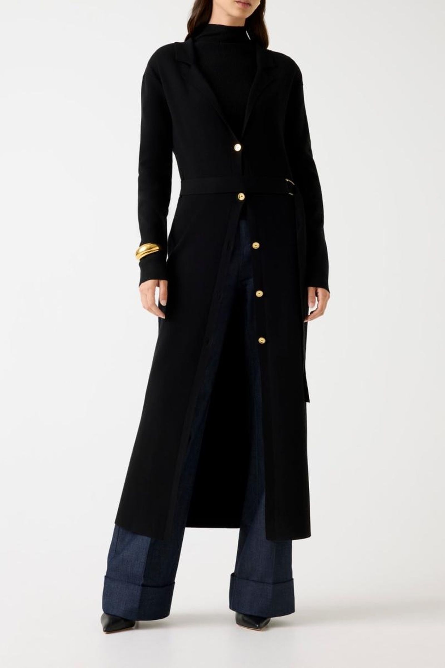 AABISH LONG CARDI SW JET BLACK A996 2