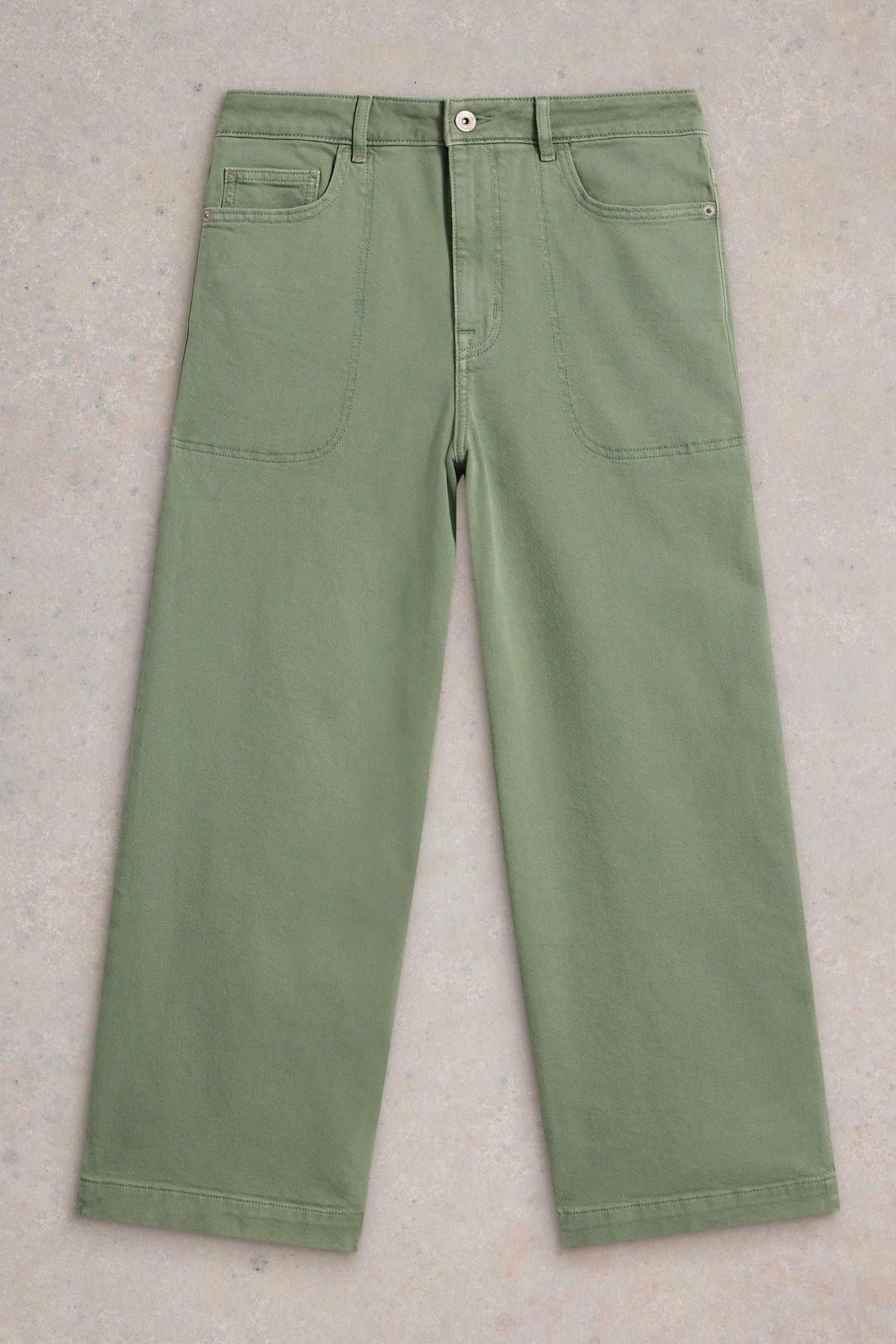 TIA WIDE LEG CROP JEAN MID GREEN 3