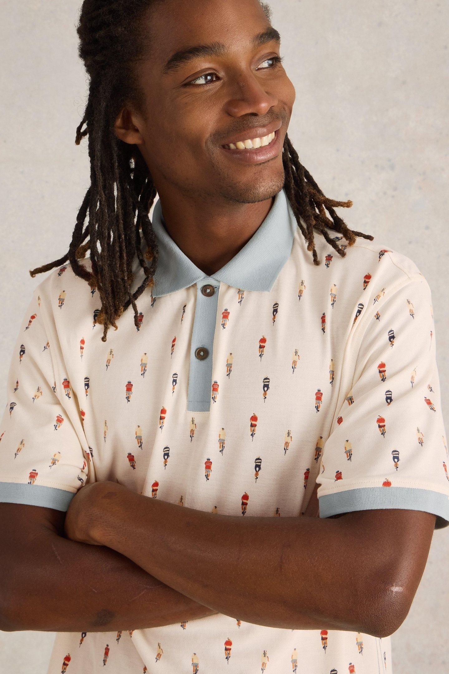 BIKE PRINTED POLO WHITE PRINT 2