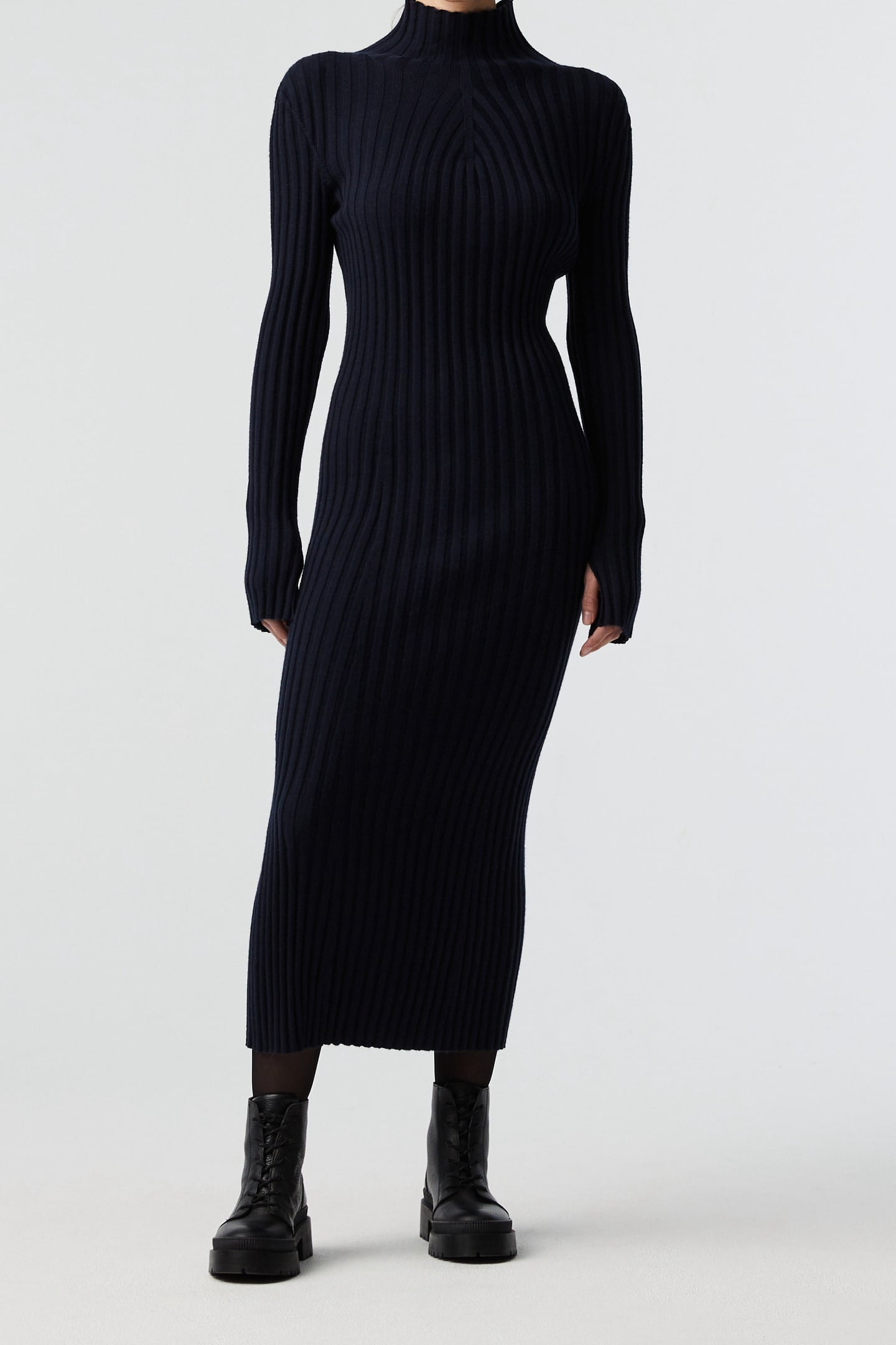FOLAS V1.Y8.02 FLAT-KNIT-DRESS DARK NAVY 1
