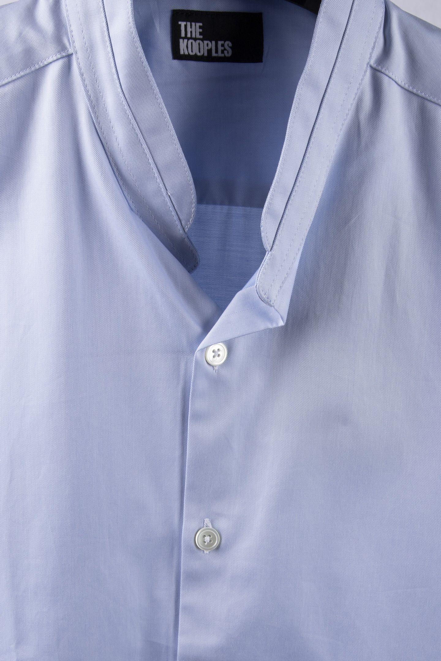 PLAIN COTTON TWILL SHIRT WITH A MANDARIN COLLAR LIGHT BLUE 4