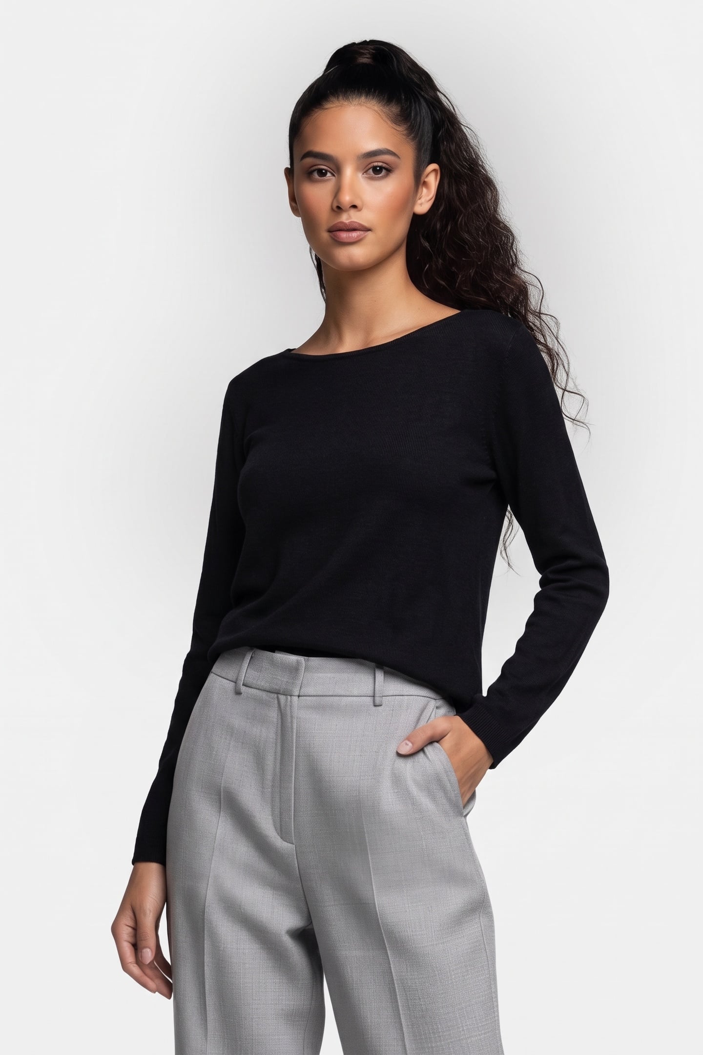 BOAT NECK SEAMLESS BLACK 1