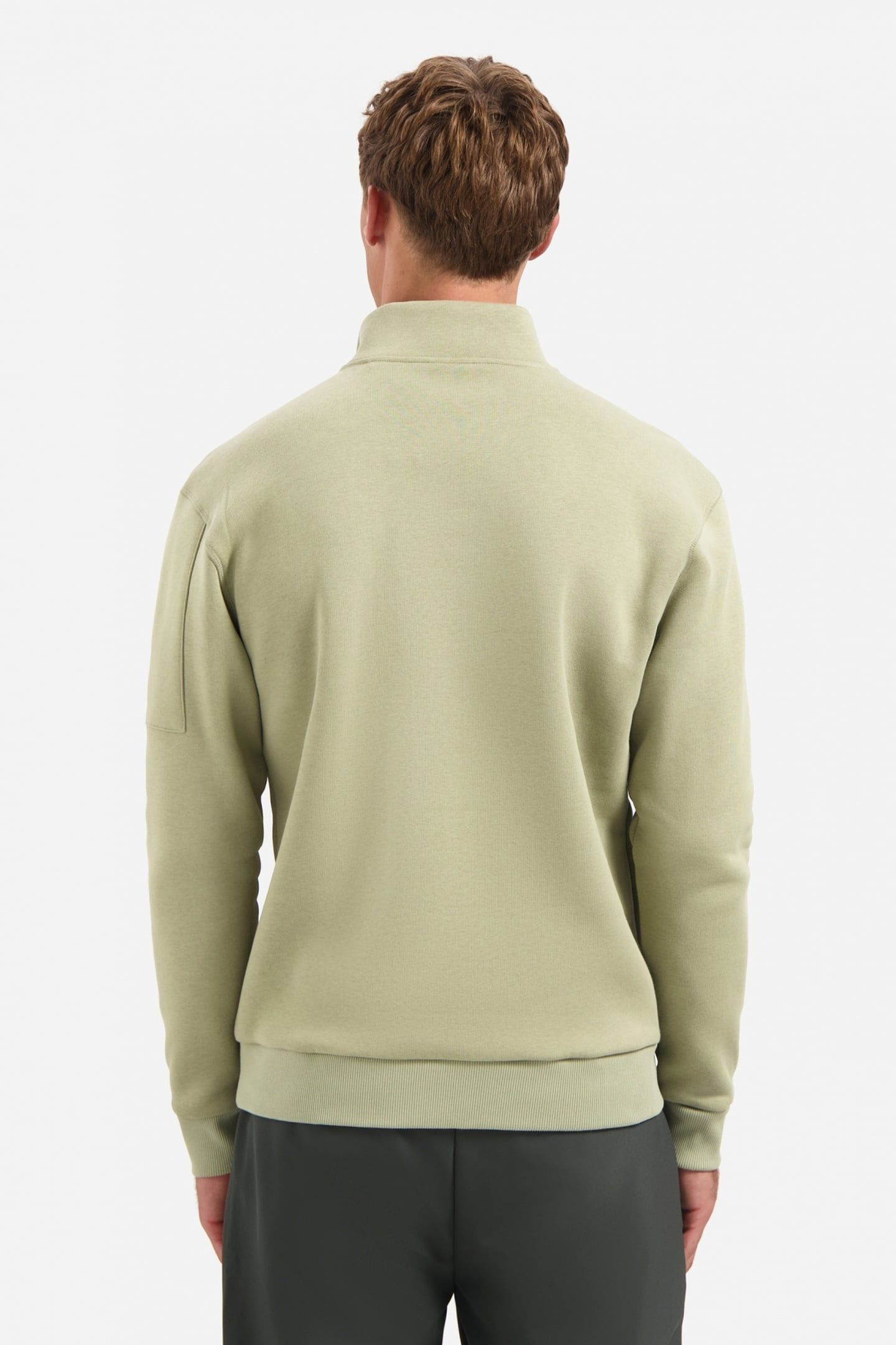 SWEATER HALF ZIP BRUSHED LIGHT MOSS 3