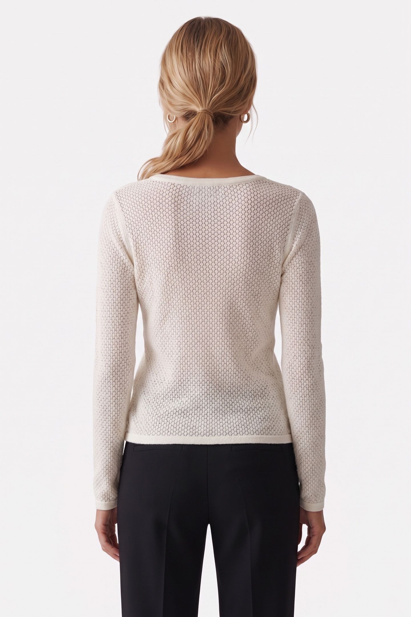 BOUCLE POINTELLE LONG SLEEVE TOP TOFU 2