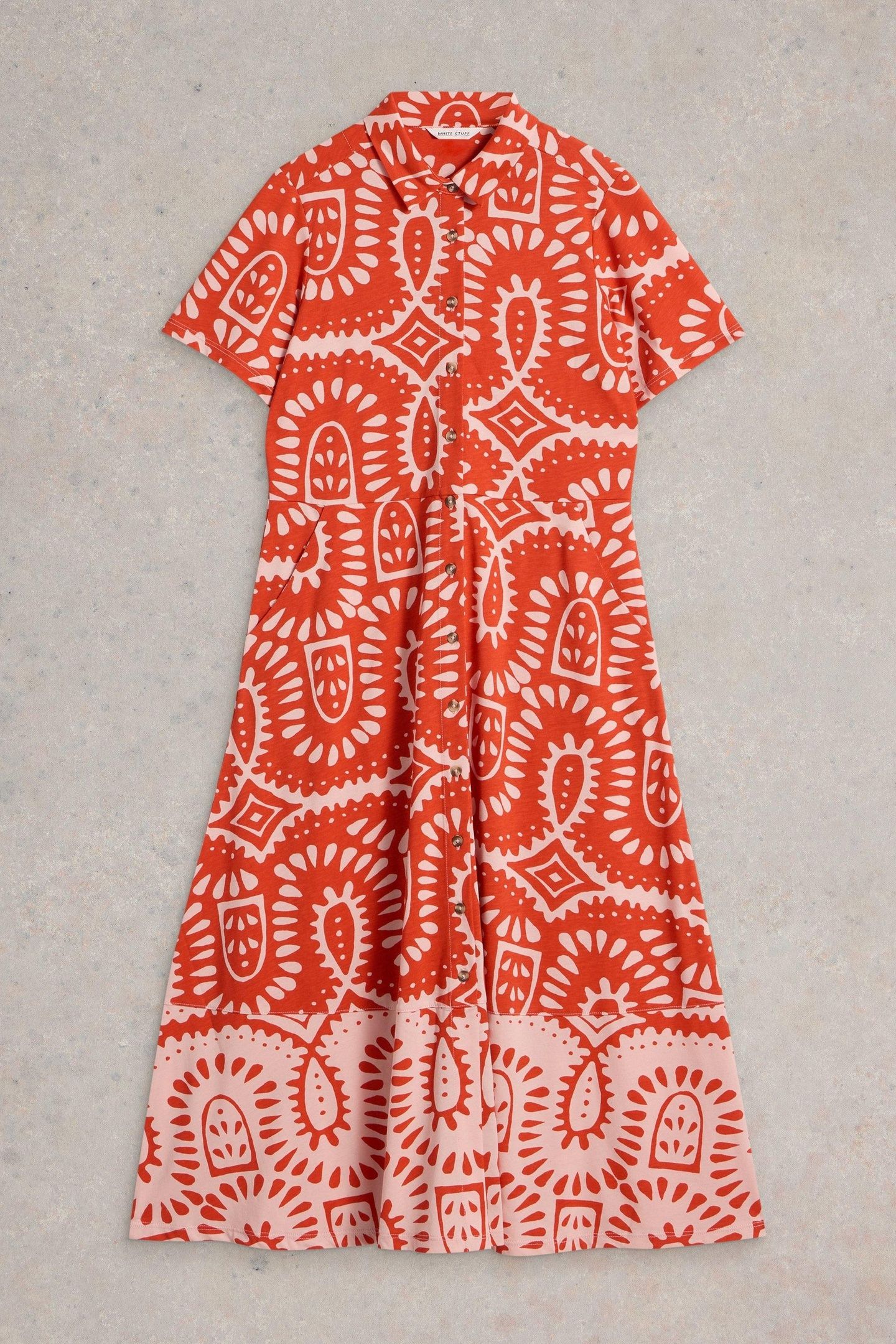 RUA JERSEY SHIRT DRESS RED PRINT 4