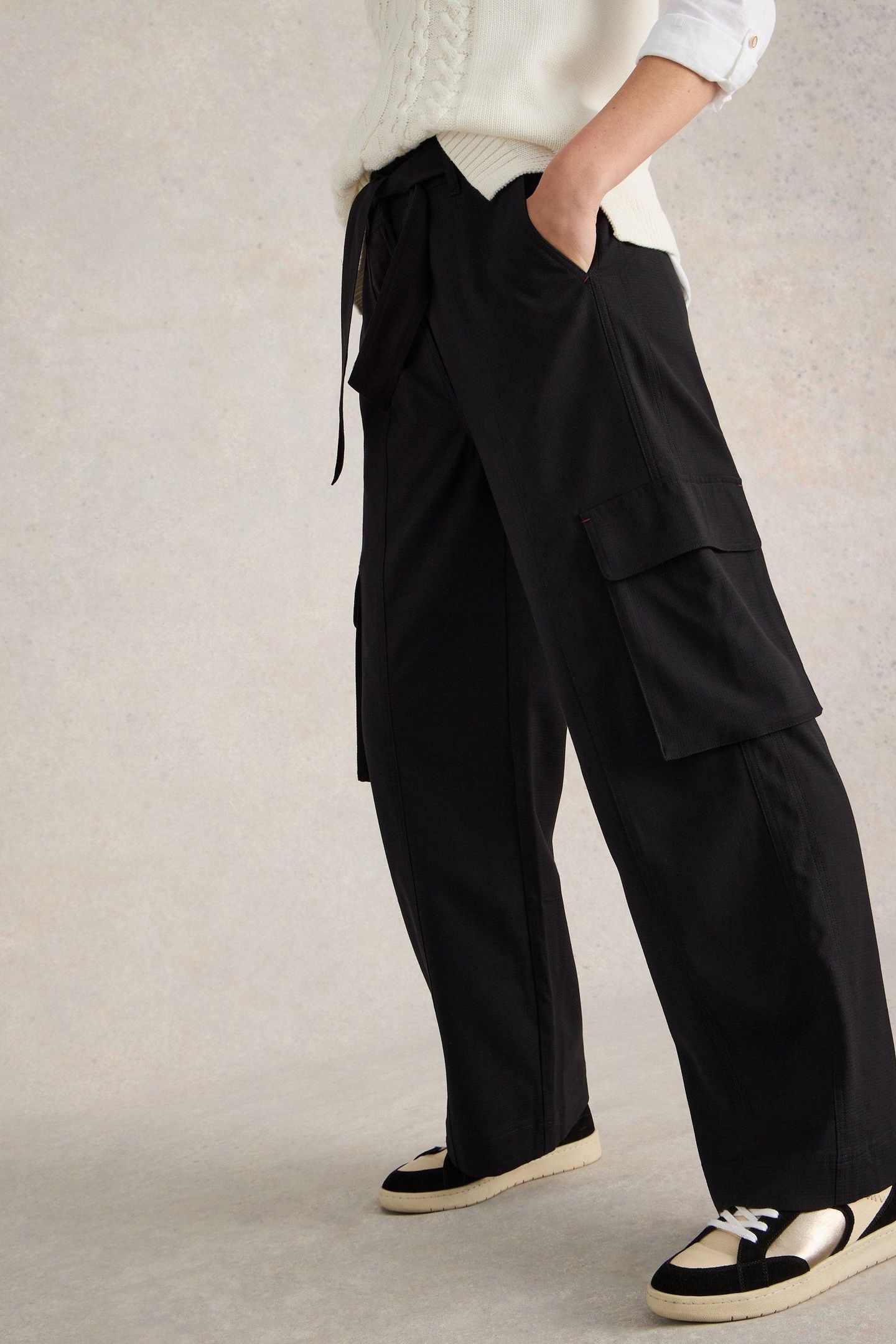 FERN WIDE LEG CARGO TROUSER PURE BLACK 7