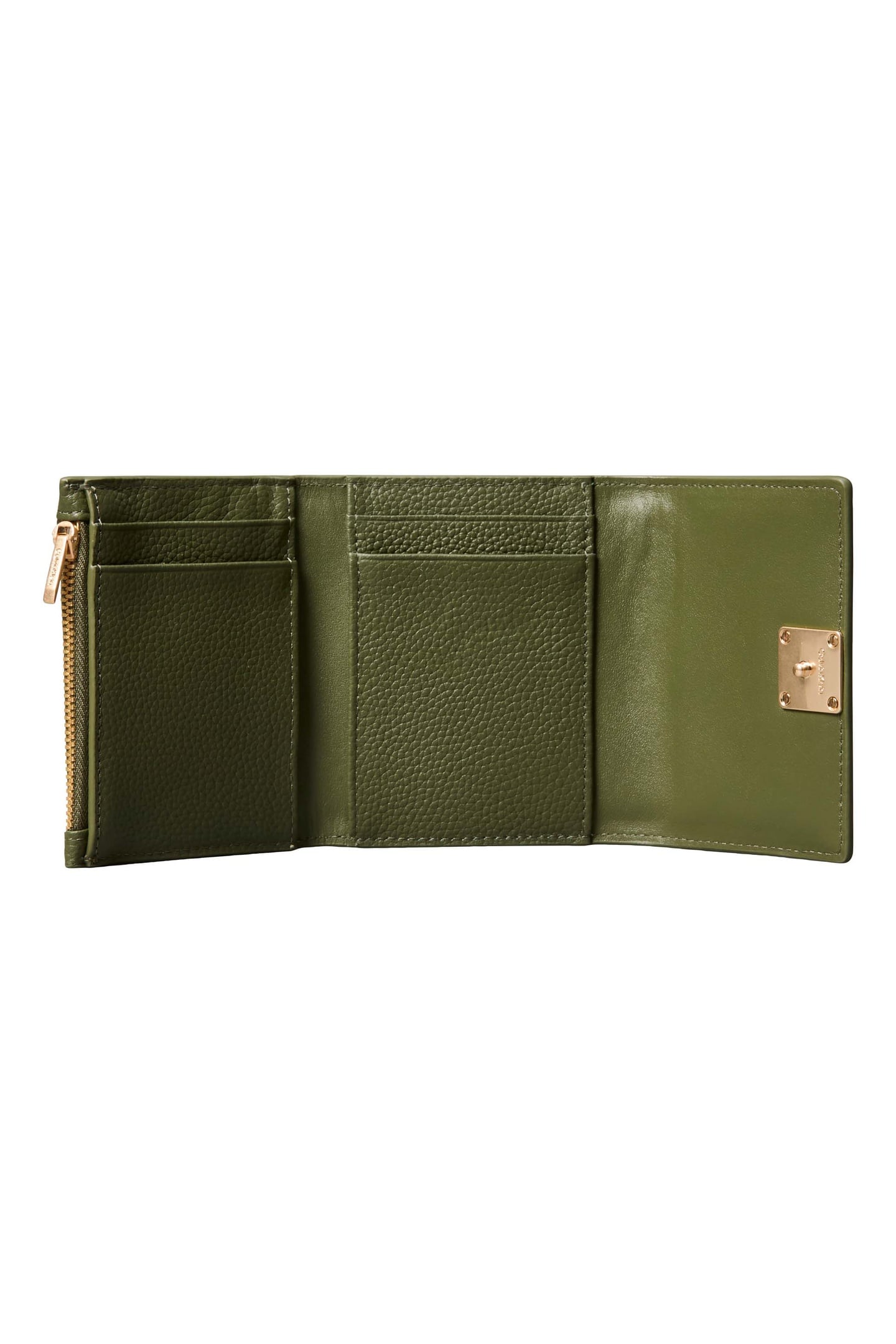 EMBLEM HARDWARE PEBBLE TRIFOLD WALLET CYPRESS 3