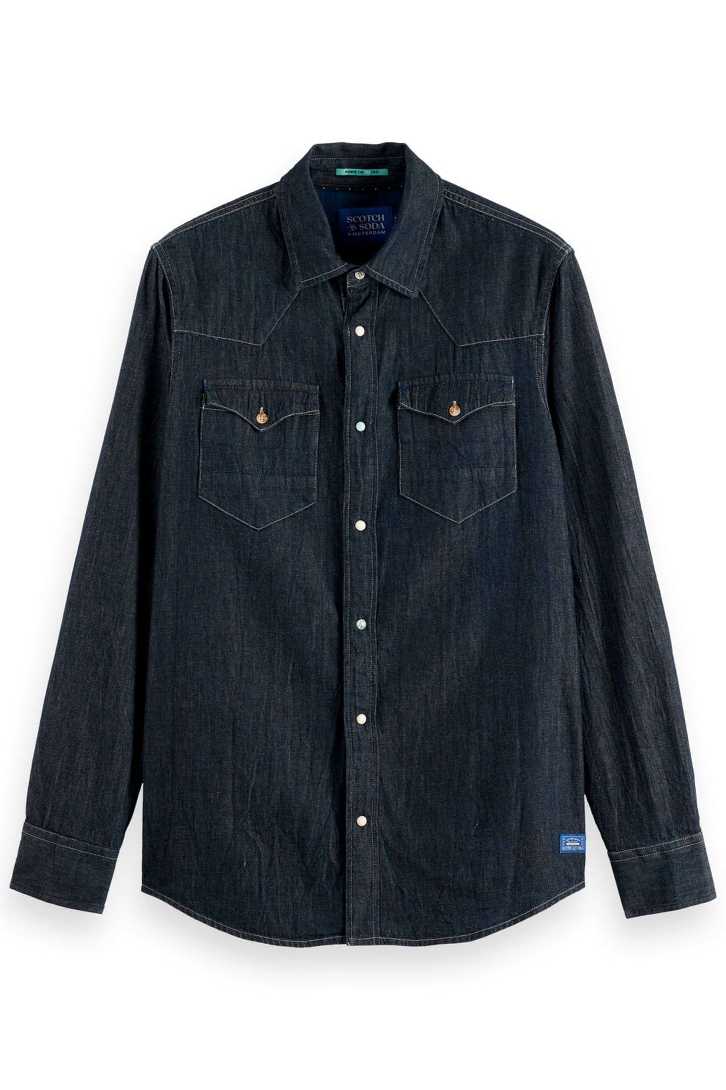 REGULAR FIT WESTERN SHIRT IN DARK DENIM — PAINT IT BLAUW 1