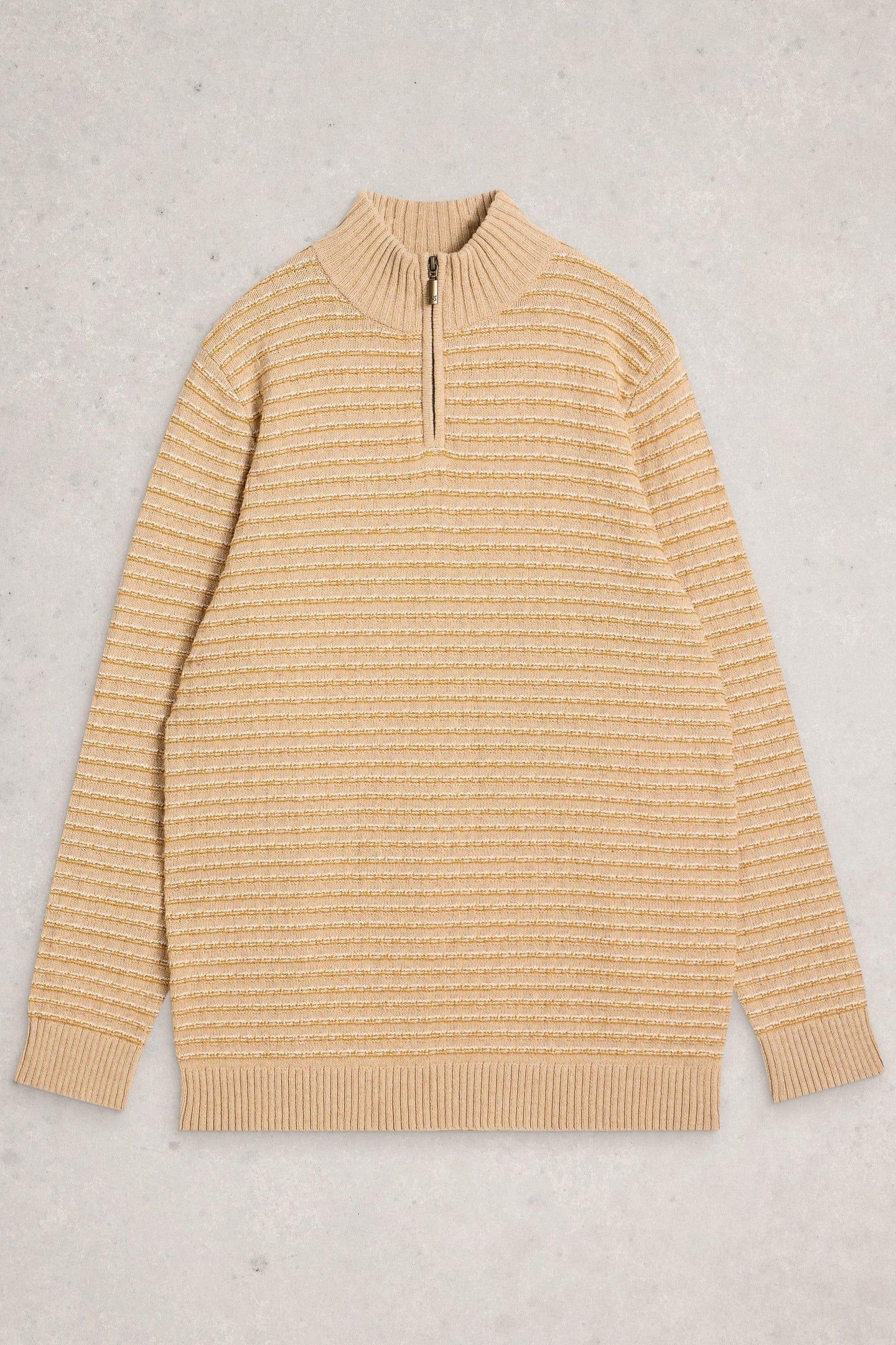 TEXTURED STRIPE FUNNEL LIGHT TAN 1