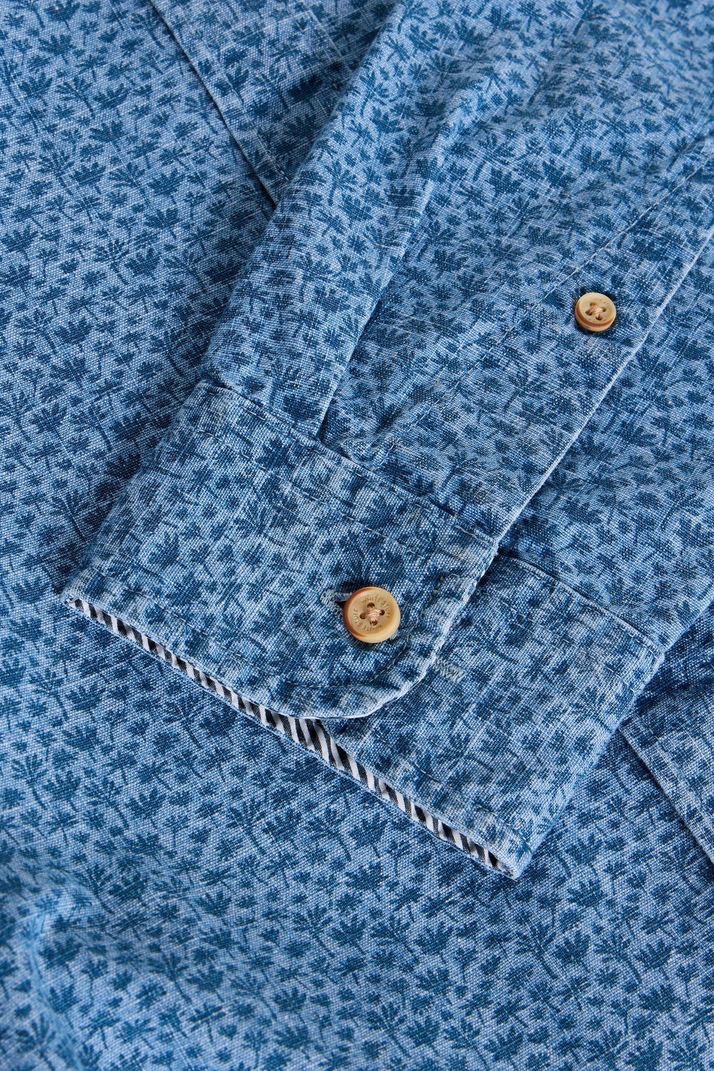 LEAF PRINTED LS SHIRT CHAMBRAY BLUE 6