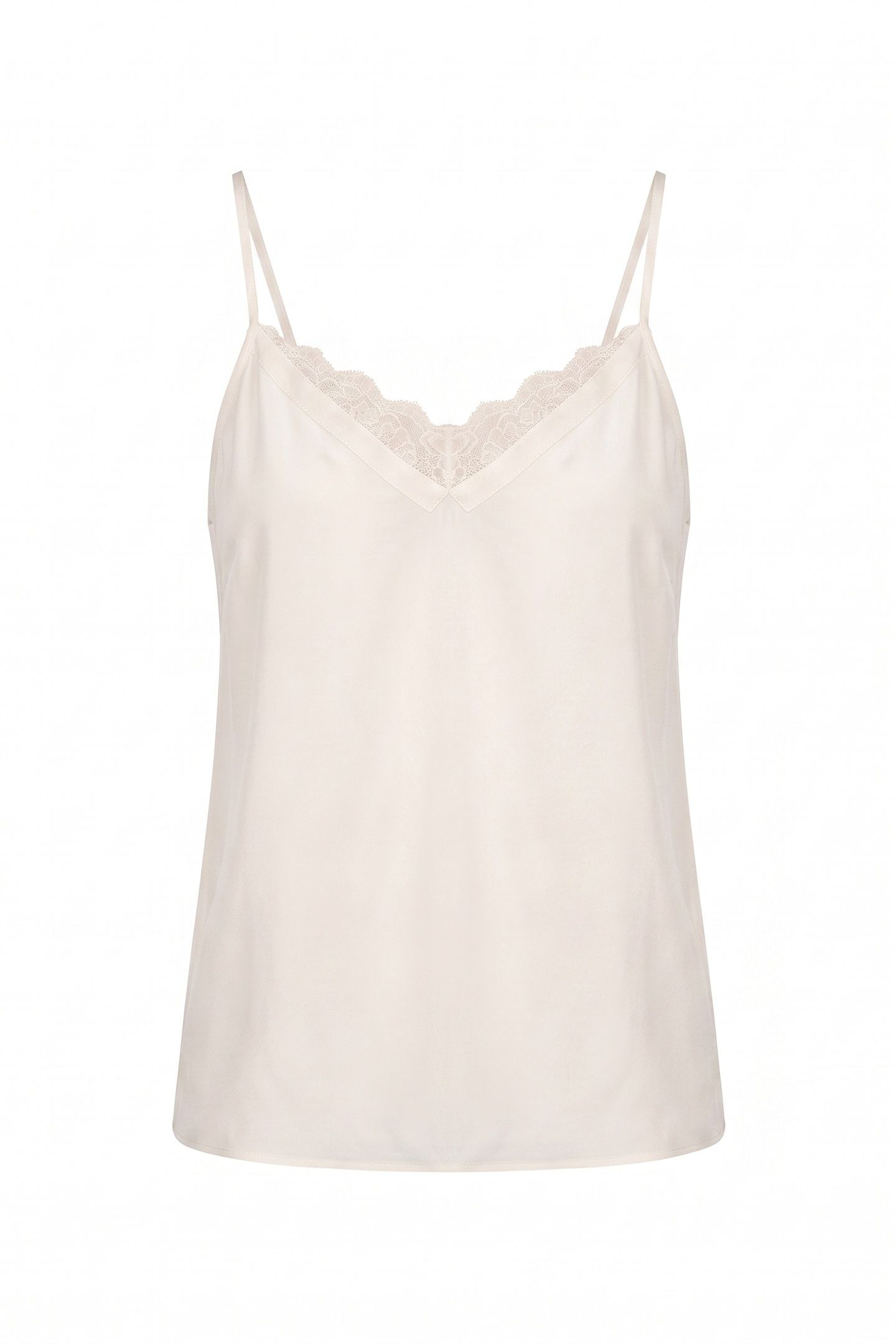 SILK CAMISOLE WITH A NECKLINE ADORNED WITH FRENCH LACE ECRU 3