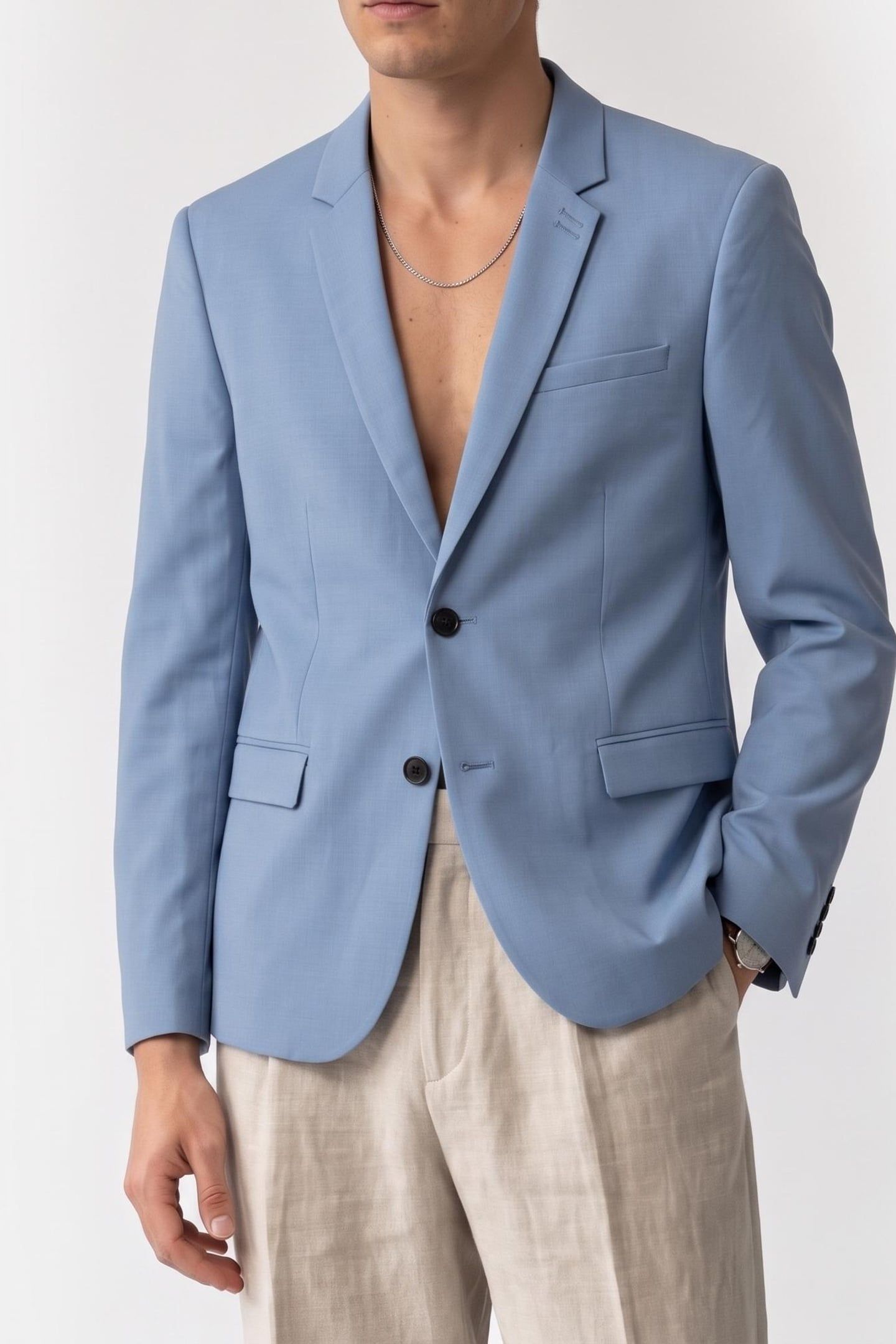 SUIT JACKET WITH CLASSIC COLLAR LIGHT BLUE 1