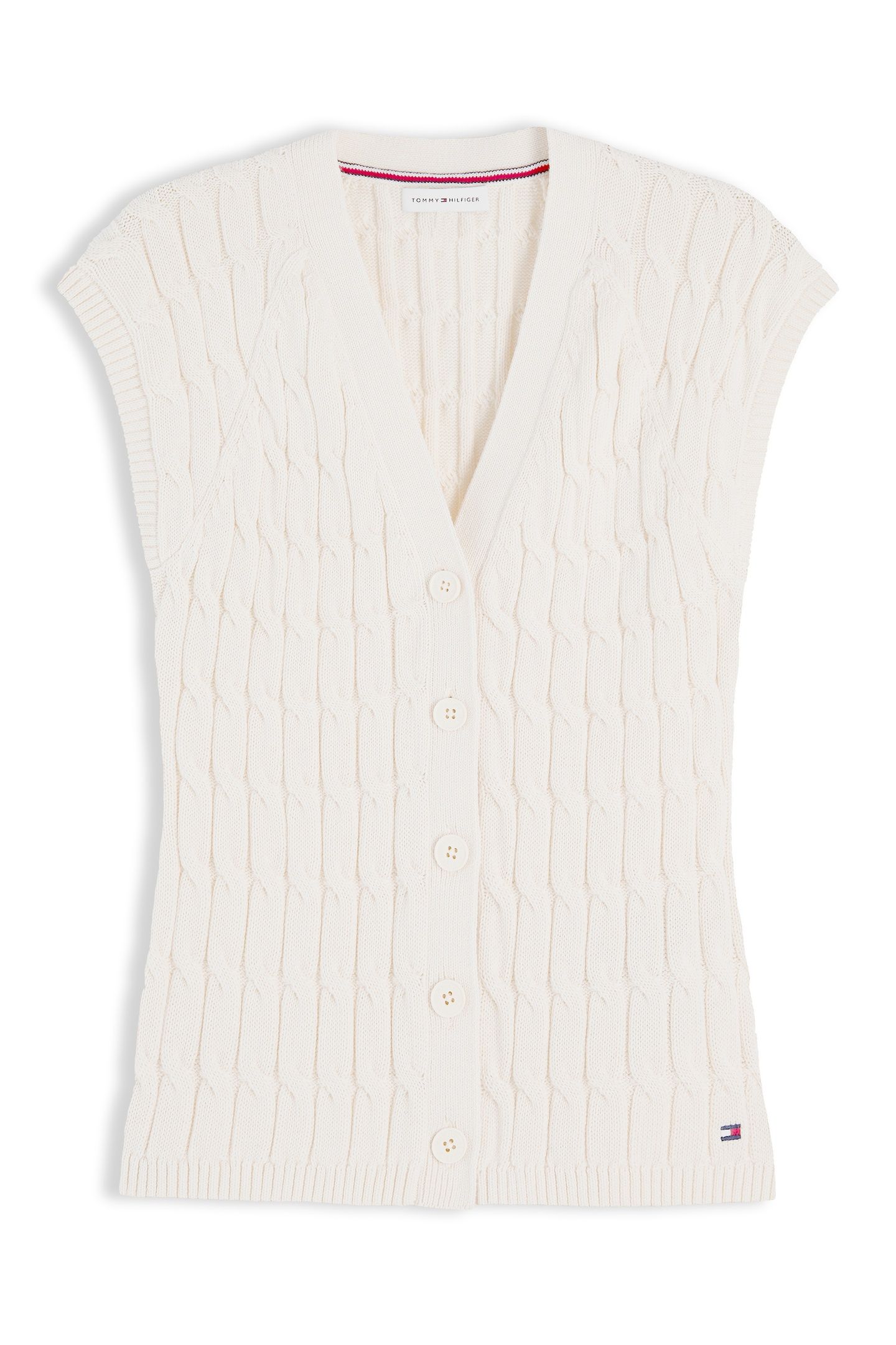 MID CABLE VEST CARDIGAN IVORY PETAL 4