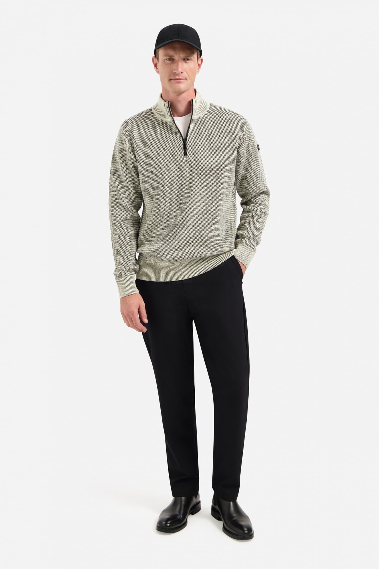PULLOVER HALF ZIPPER 2 COLOURED MELANGE STONE 3
