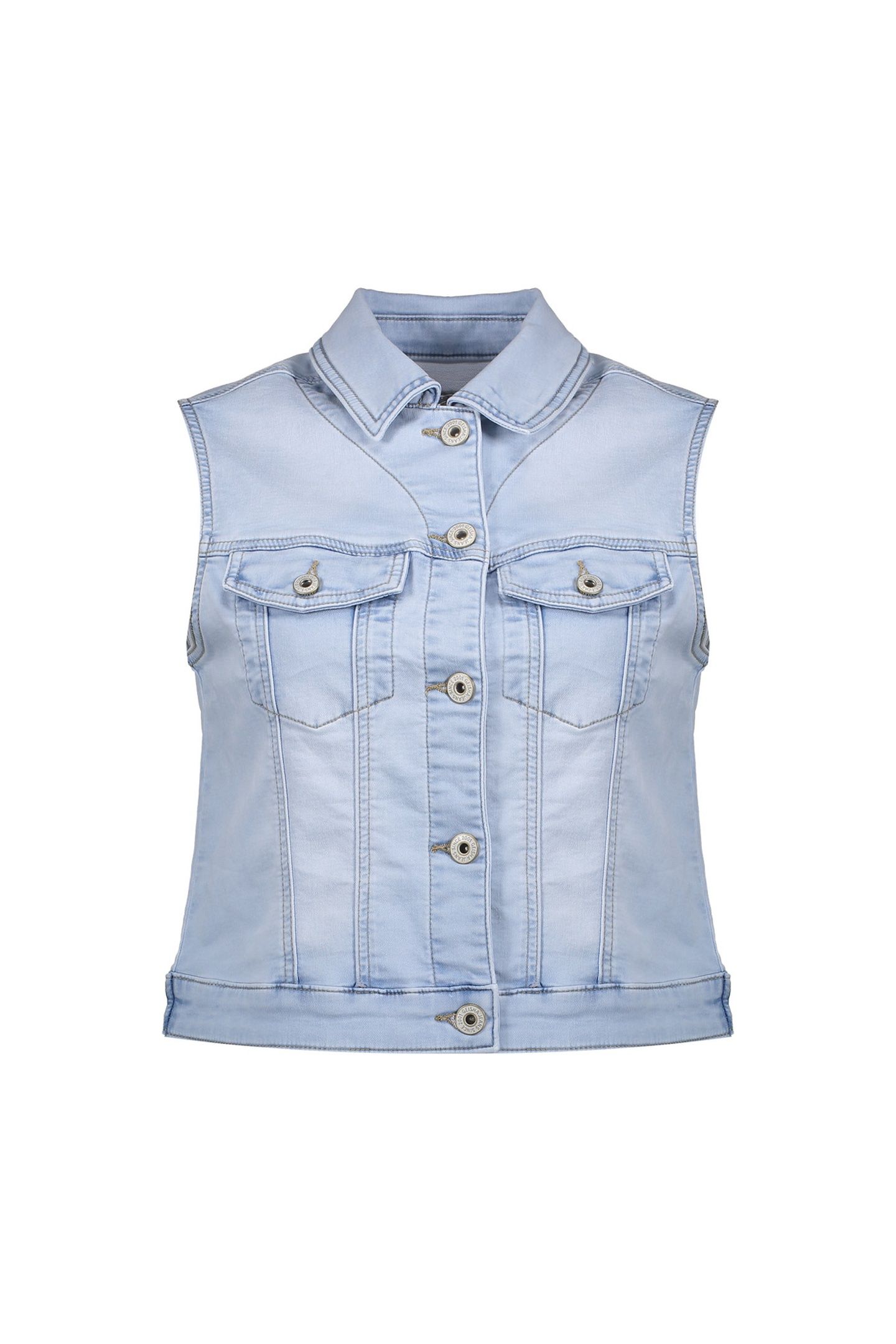 JEANS JACKET SLEEVELESS BLEACHED DENIM 1