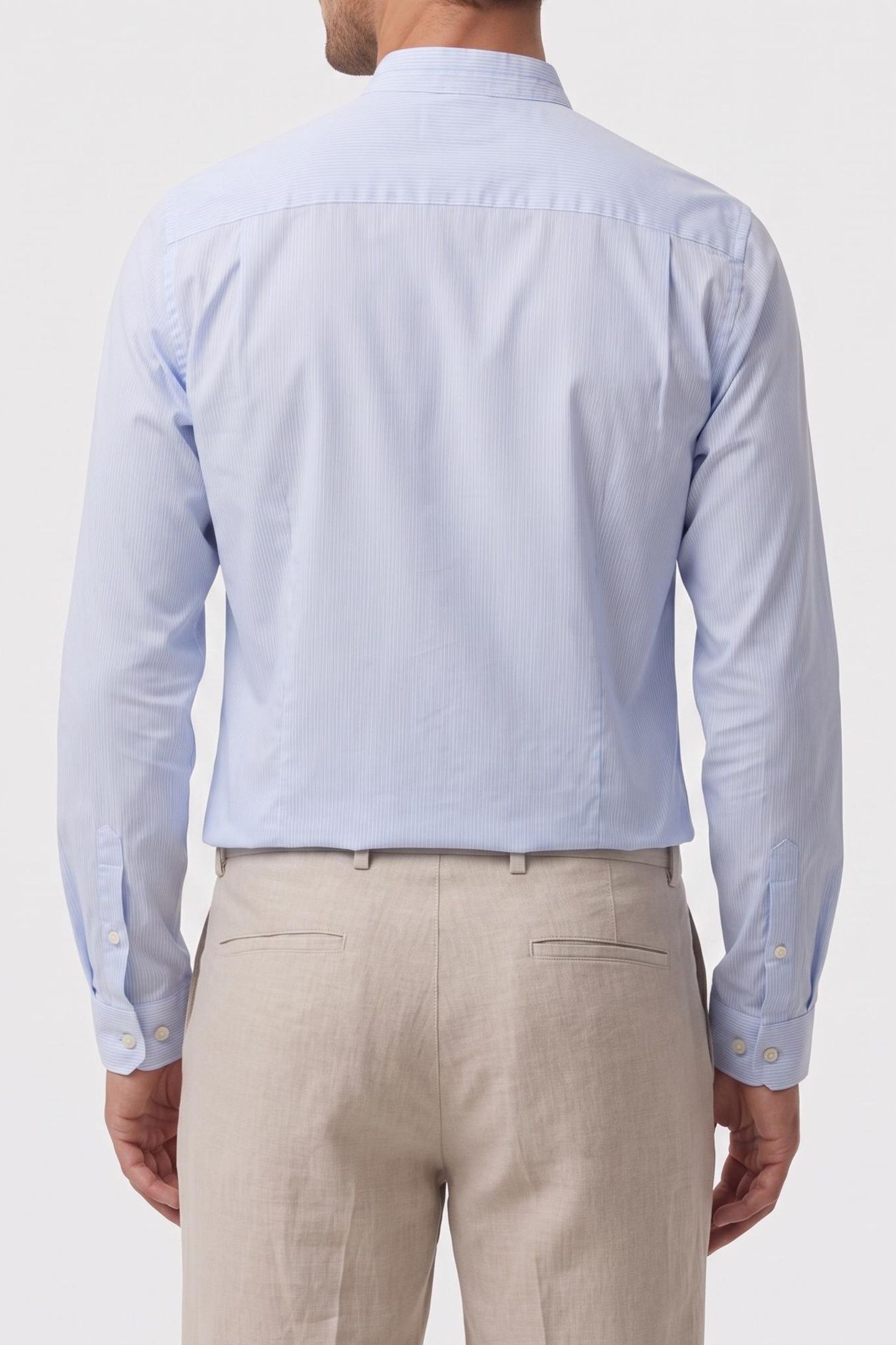 PLAIN COTTON TWILL SHIRT WITH A MANDARIN COLLAR LIGHT BLUE 2
