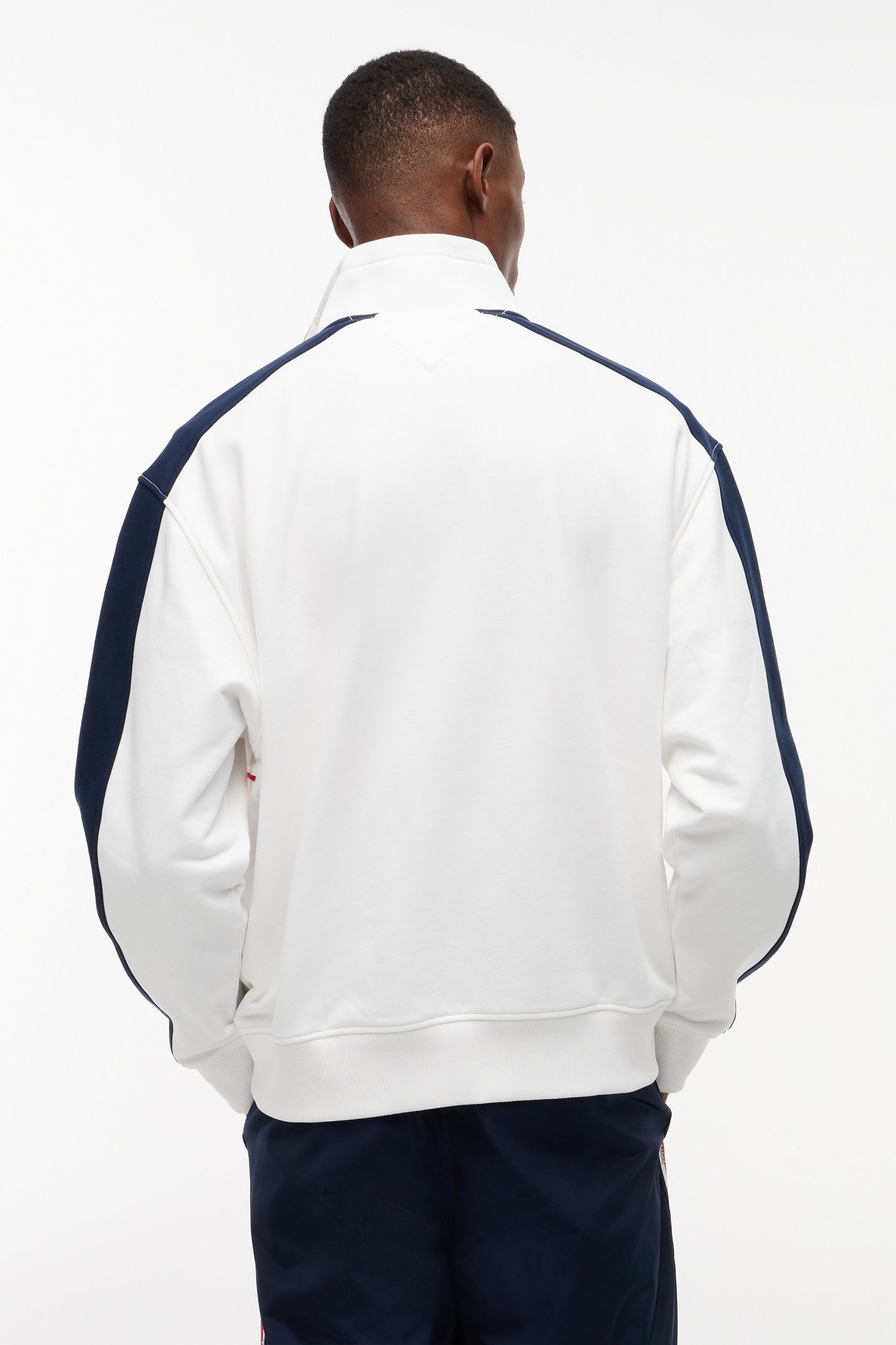 RELAXED COLORBLOCK QUARTER ZIP ECRU 3