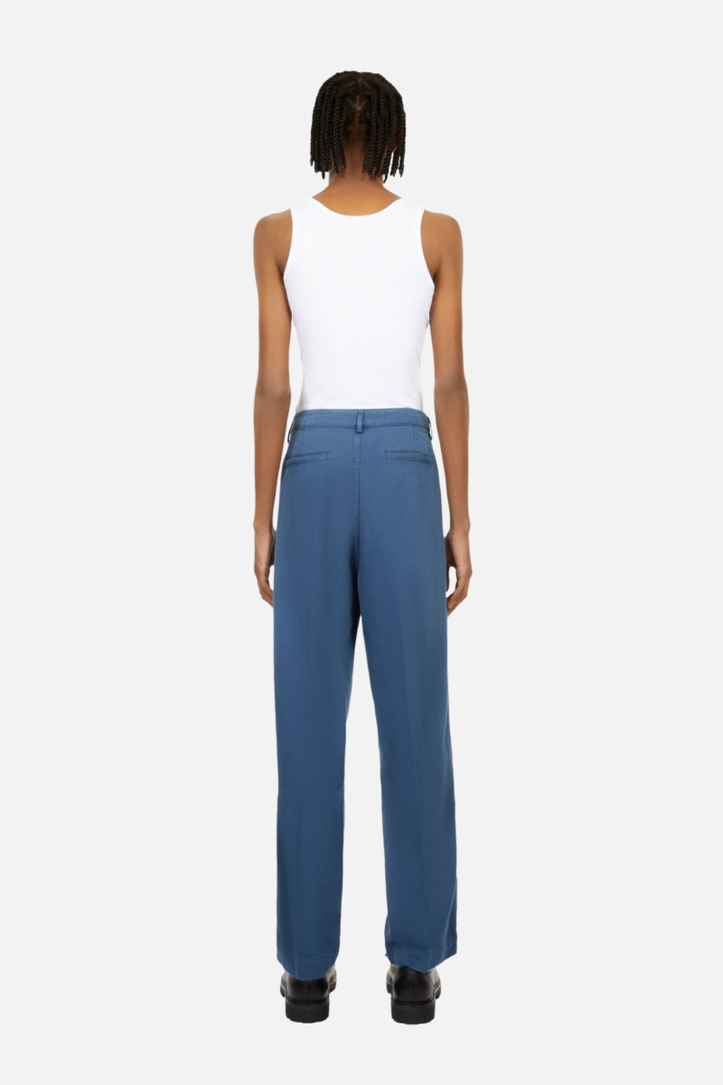 CASUAL TROUSERS WITH ITALIAN POCKETS AND PLEATS MIDDLE NAVY 4