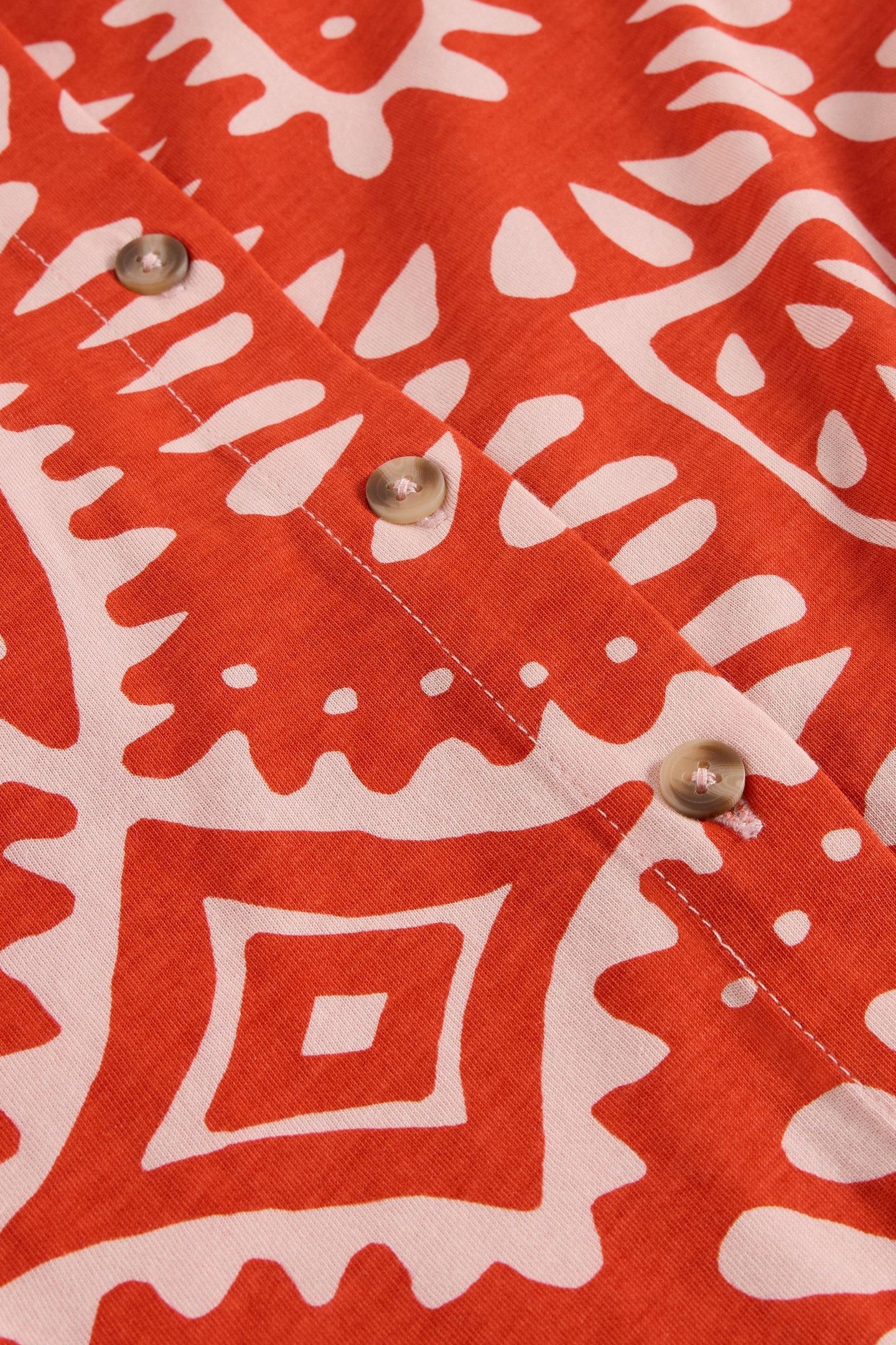 RUA JERSEY SHIRT DRESS RED PRINT 5