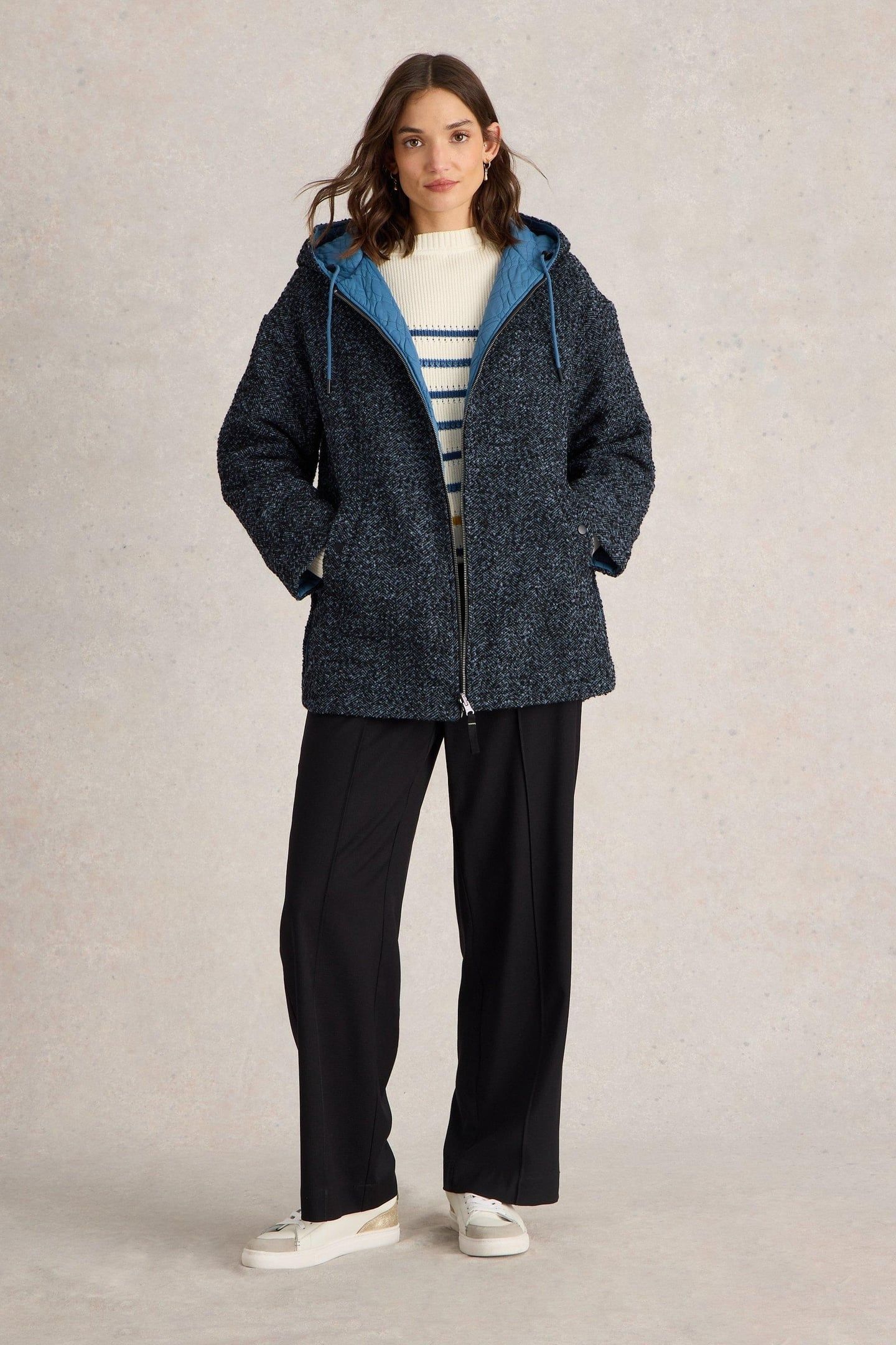 MARIELLA REVERSIBLE COAT BLUE MULTI 1
