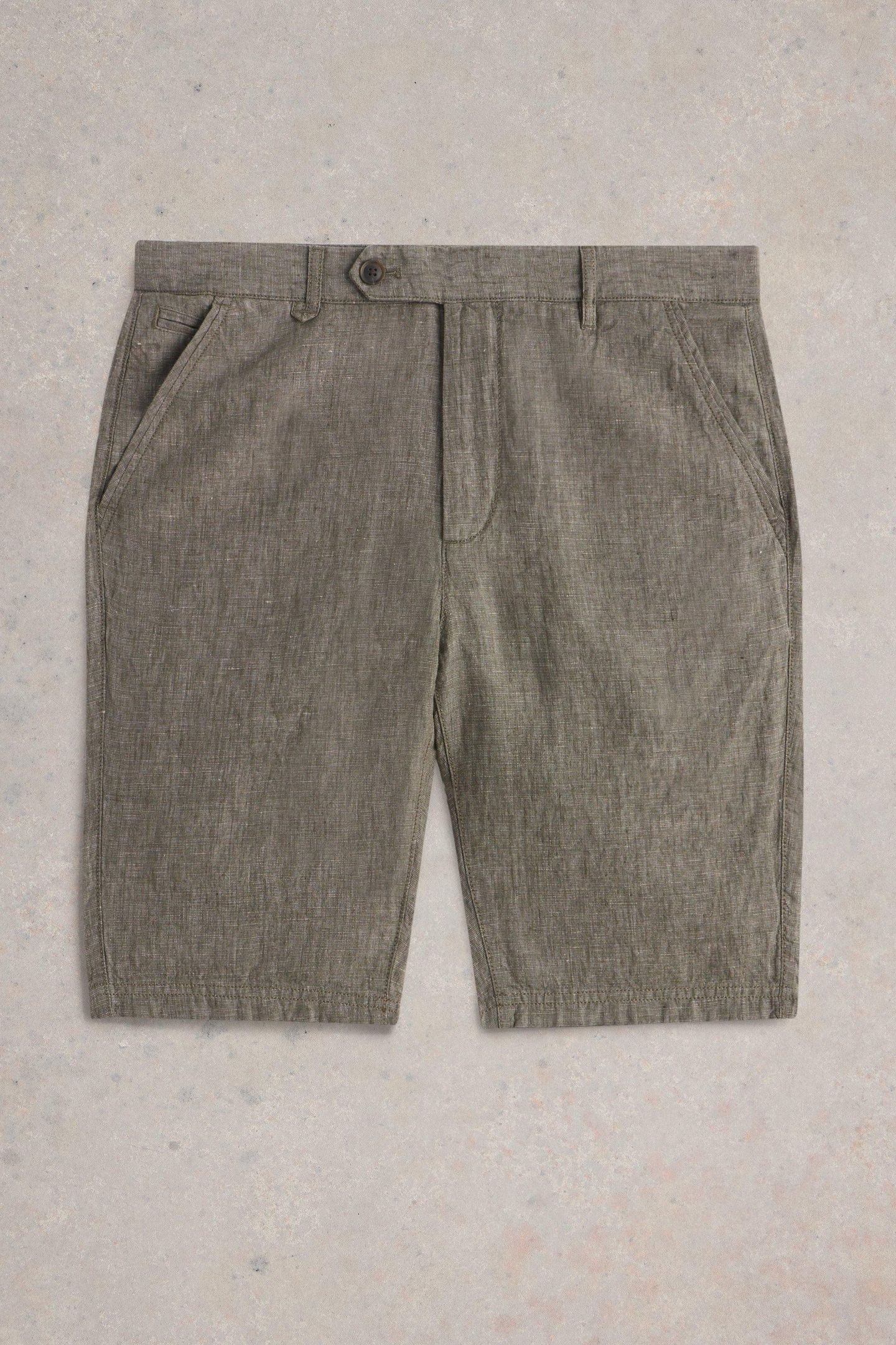LINEN CHINO SHORT KHAKI GREEN 4