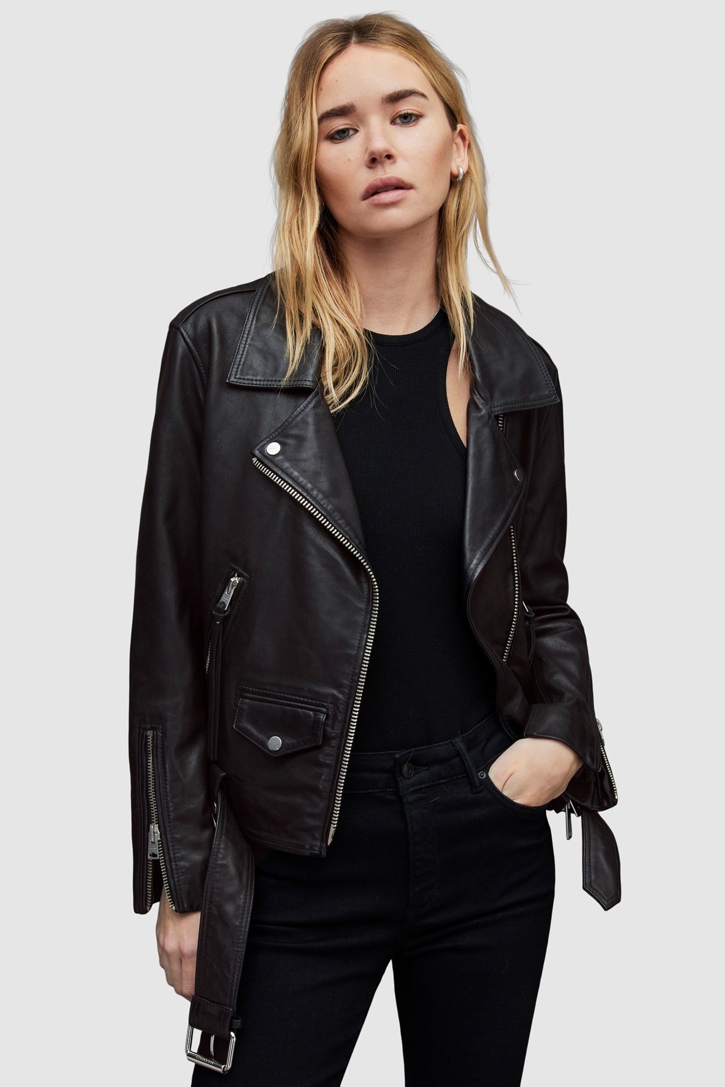 LUNA SHEARLING BIKER BLACK/NATURAL 6