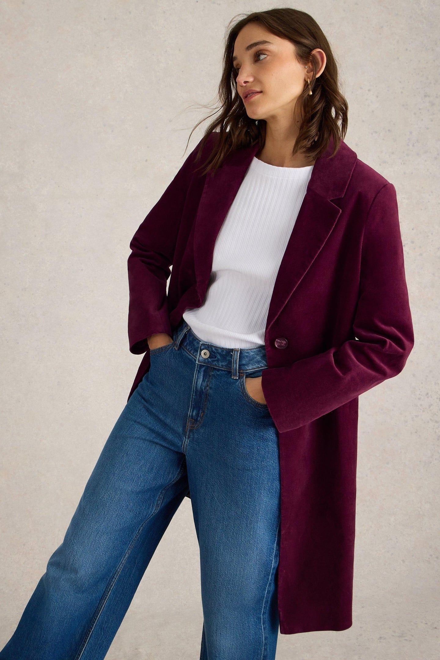 KAMILA VELVET COAT DARK PLUM 2